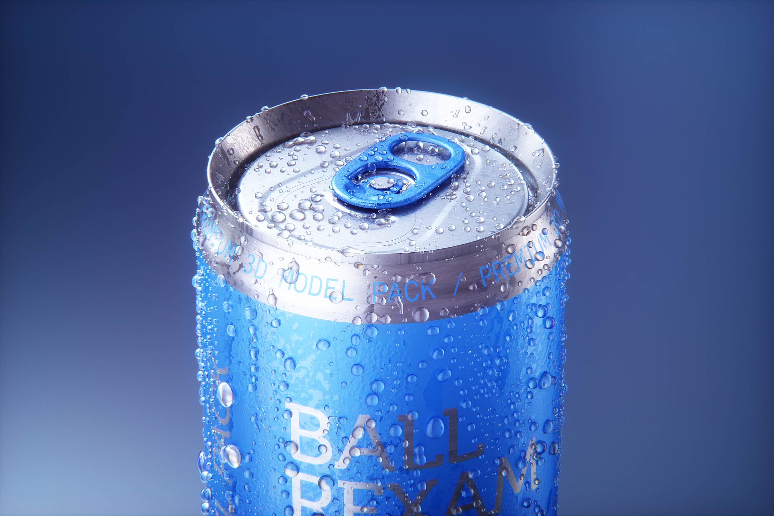 BALL (REXAM) Aluminum Sleek Soda Can 350/355ml Premium 3D packaging model pack with a water condensation and frost