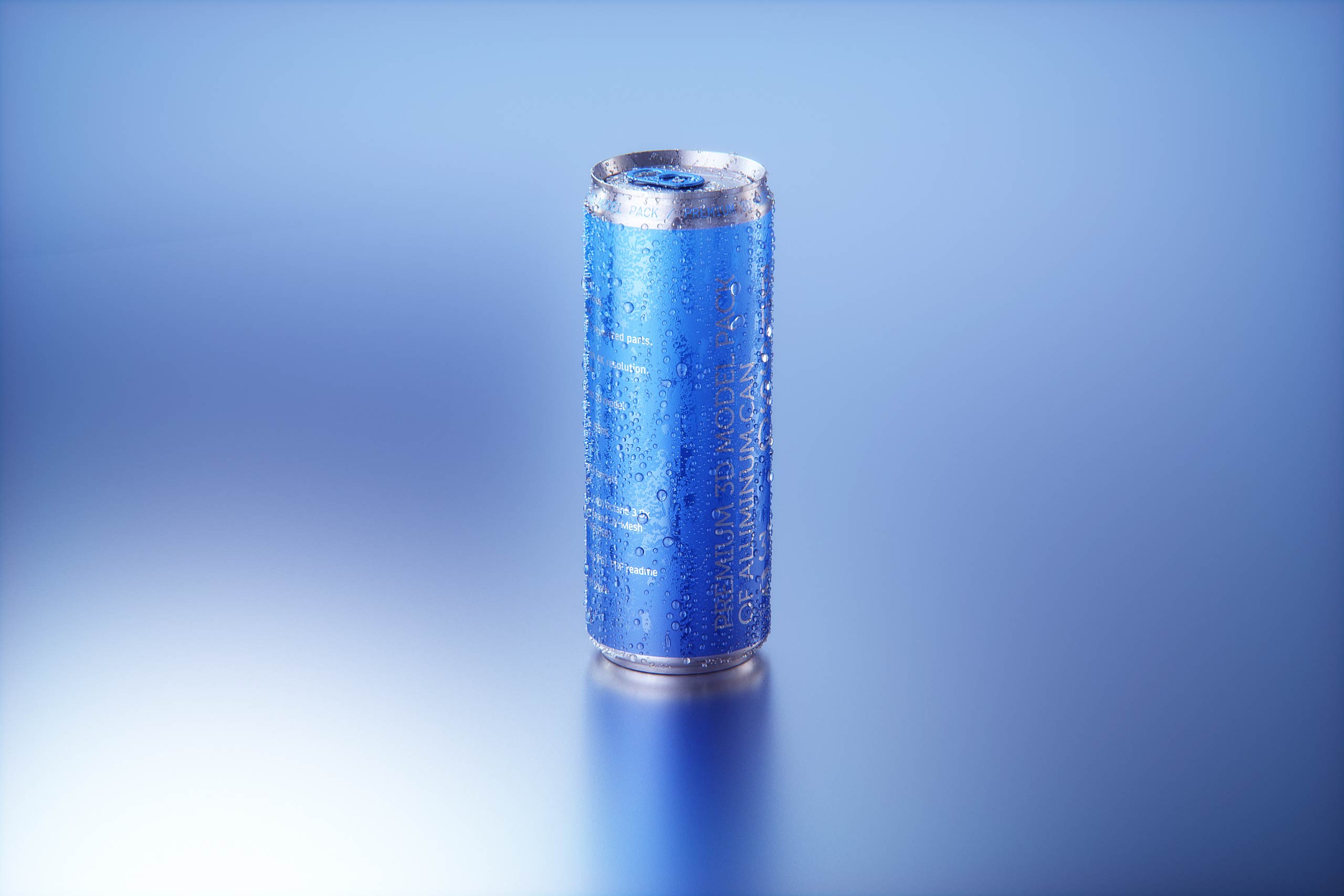BALL (REXAM) Aluminum Sleek Soda Can 350/355ml Premium 3D packaging model pack with a water condensation and frost