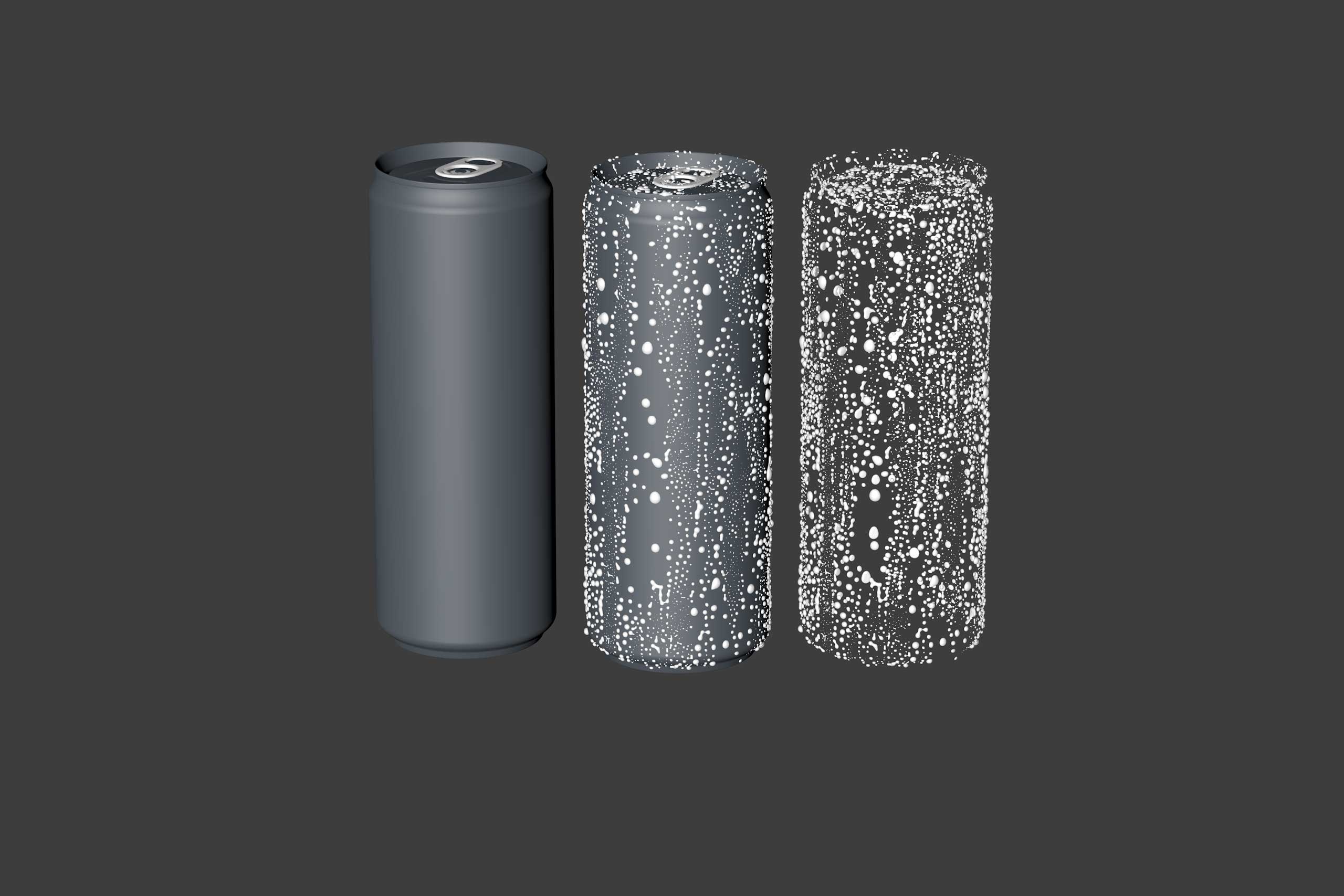 BALL (REXAM) Aluminum Sleek Soda Can 350/355ml Premium 3D packaging model pack with a water condensation and frost
