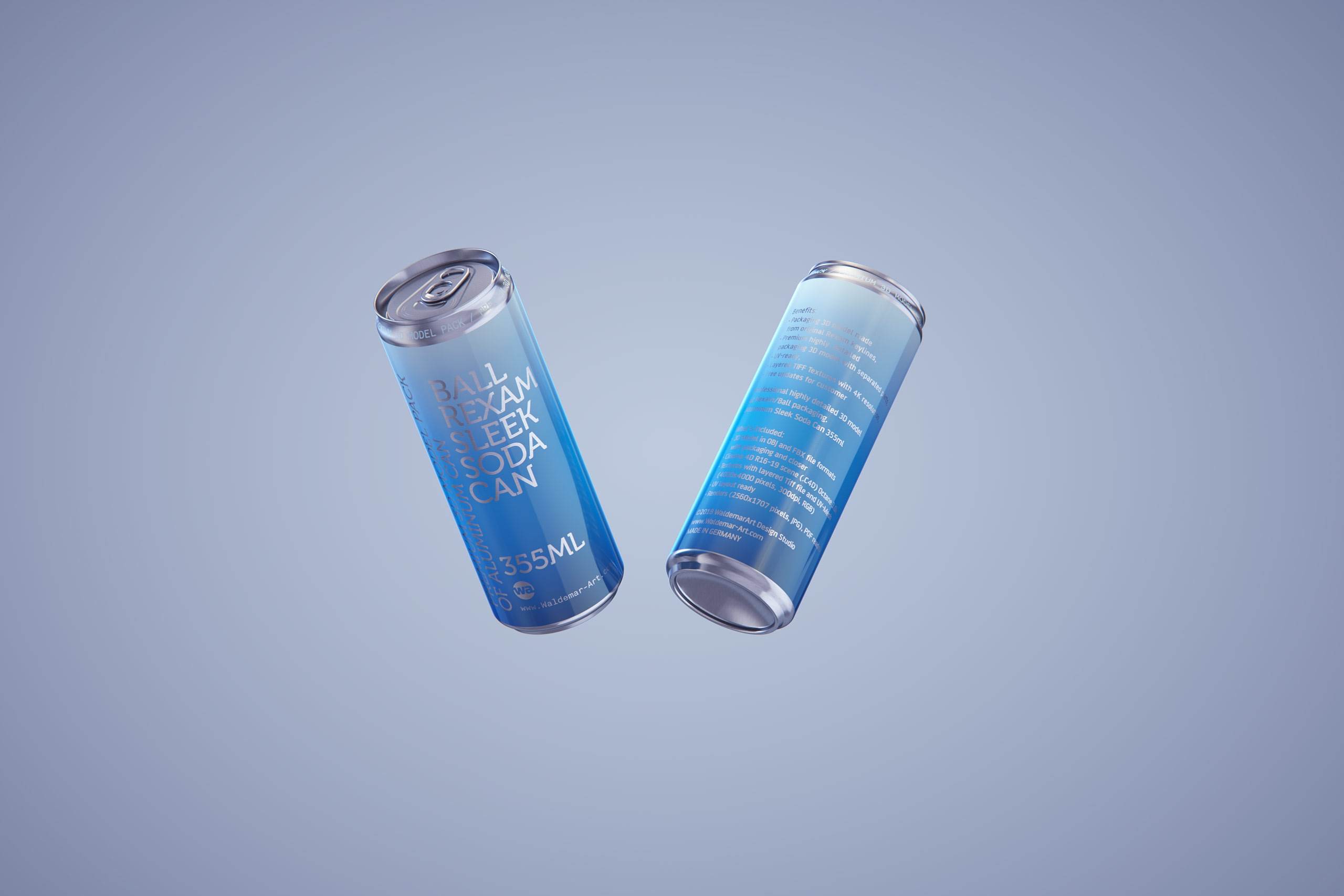Ball/Rexam Metal Sleek Can 355ml Premium 3D model pack