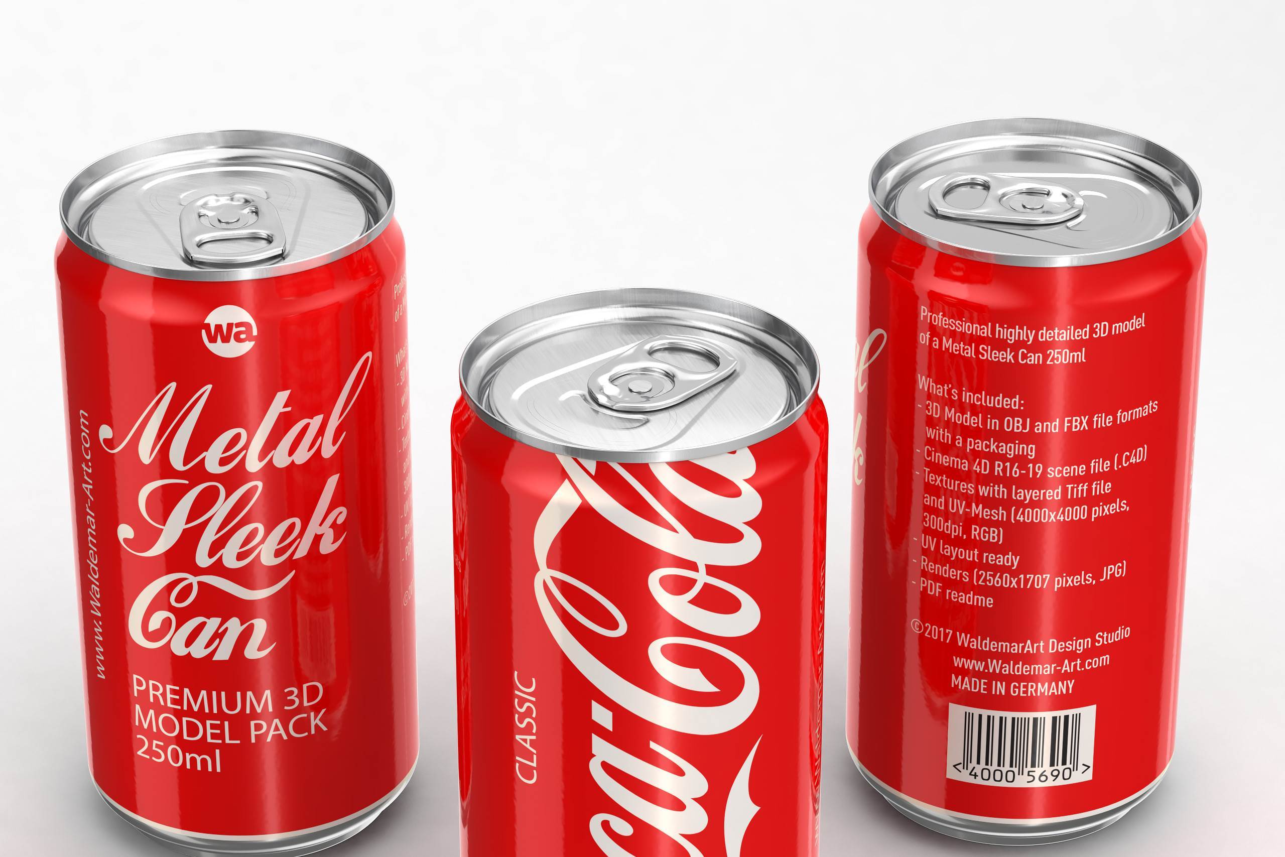 BALL (REXAM) Metal Sleek Can 250ml packaging 3D model