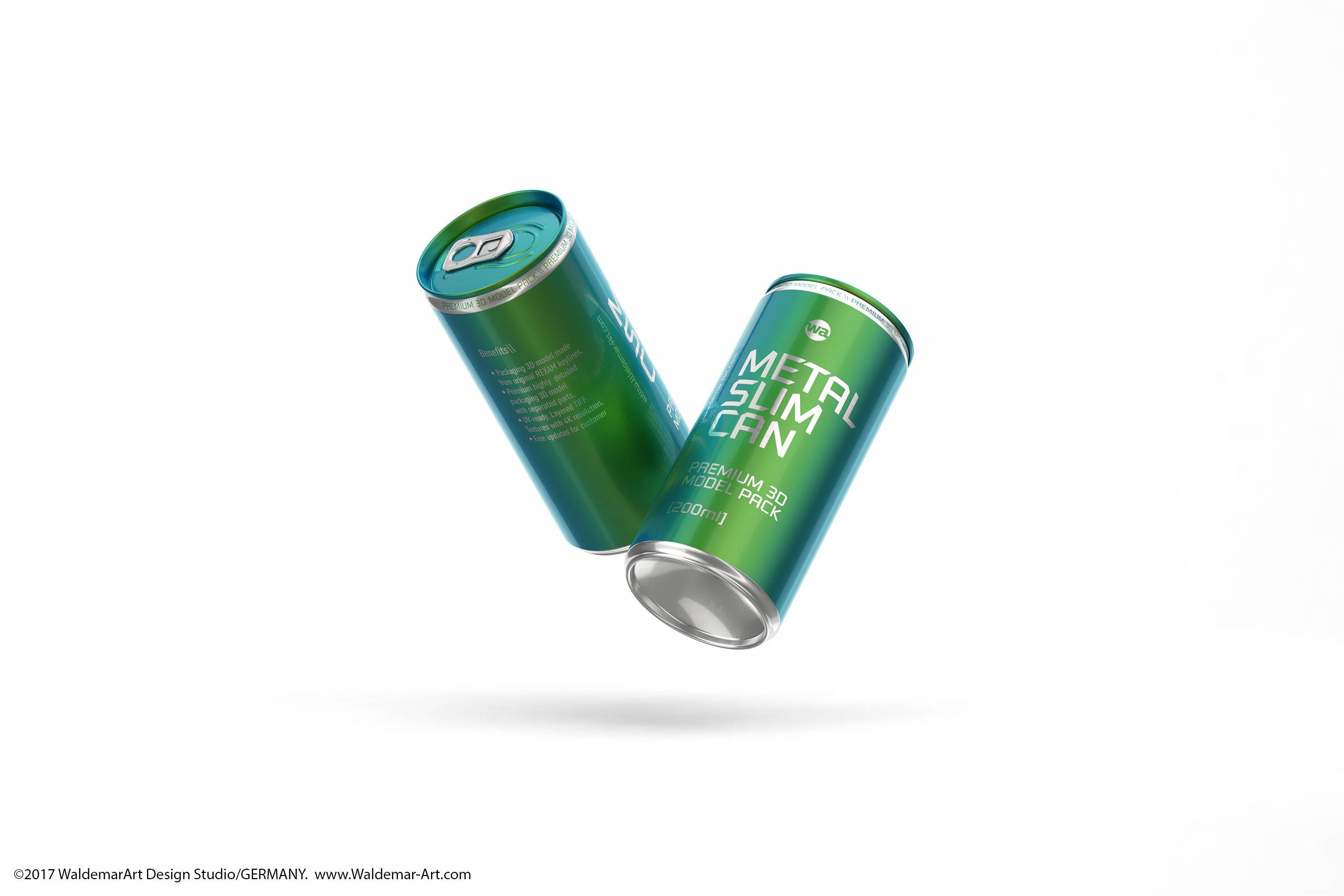 3D packaging model of (Rexam) Metal Slim Can 200ml