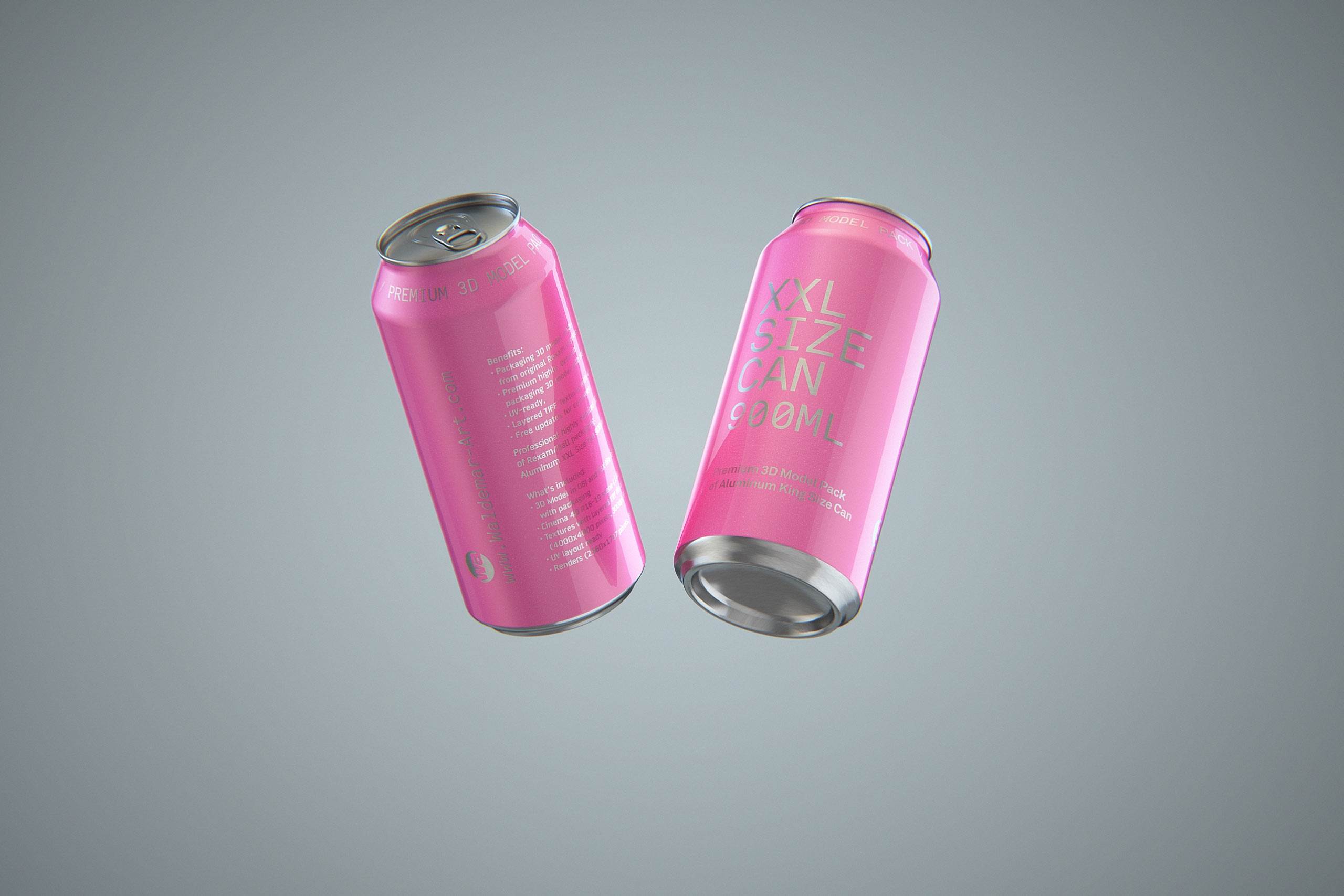 Ball/Rexam Metal XXL Size Can 900ml Premium packaging 3D model pack