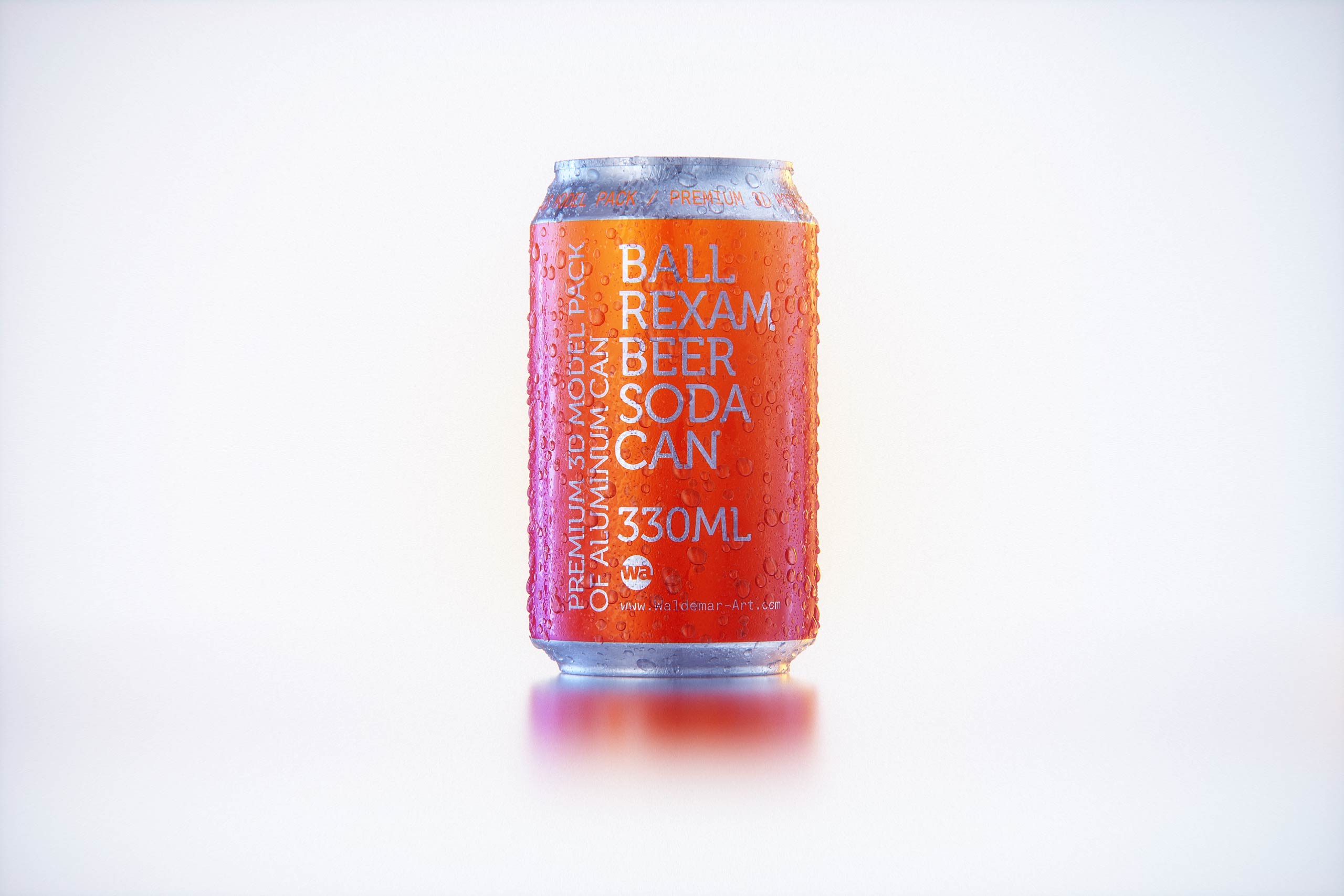 Metal Beer/Soda can 330ml with water droplets and condensation professional 3D model pack