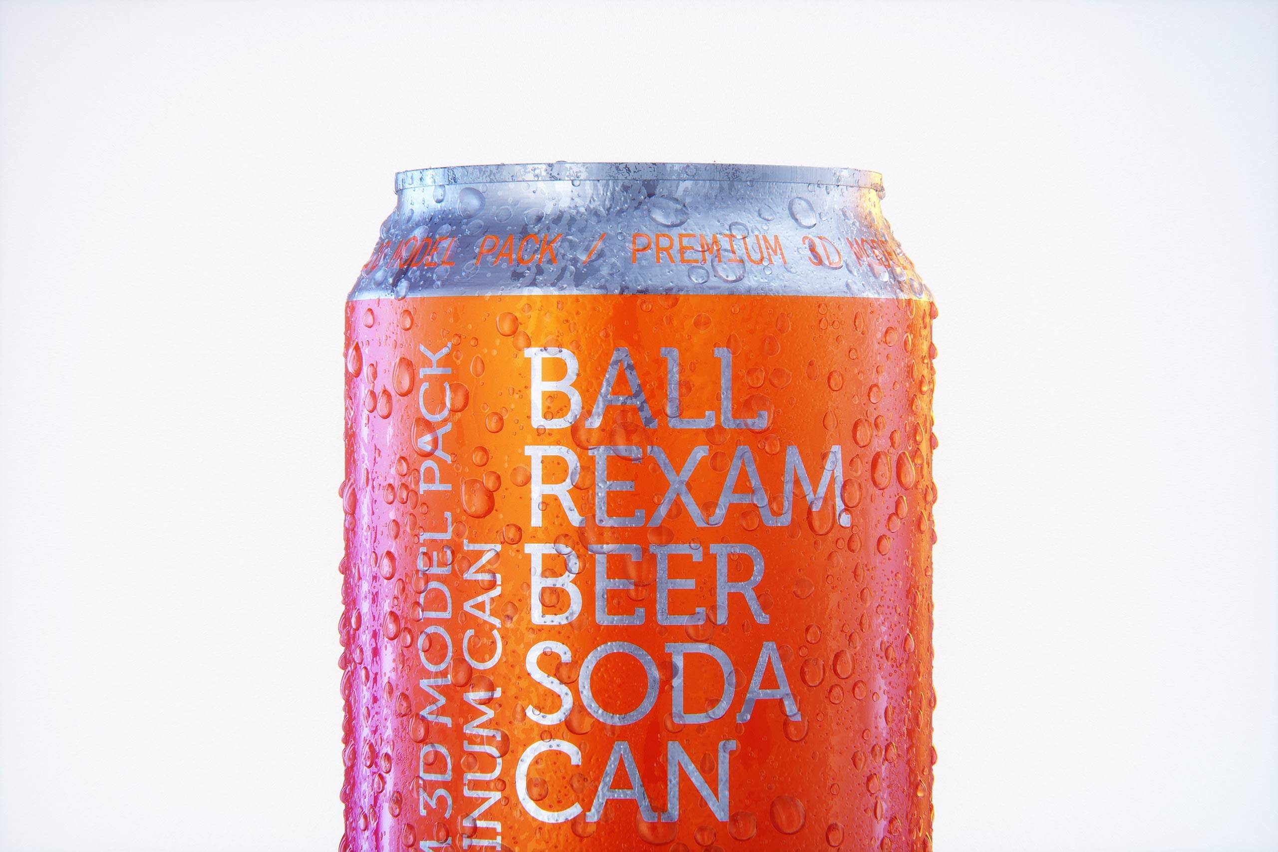 Metal Beer/Soda can 330ml with water droplets and condensation professional 3D model pack