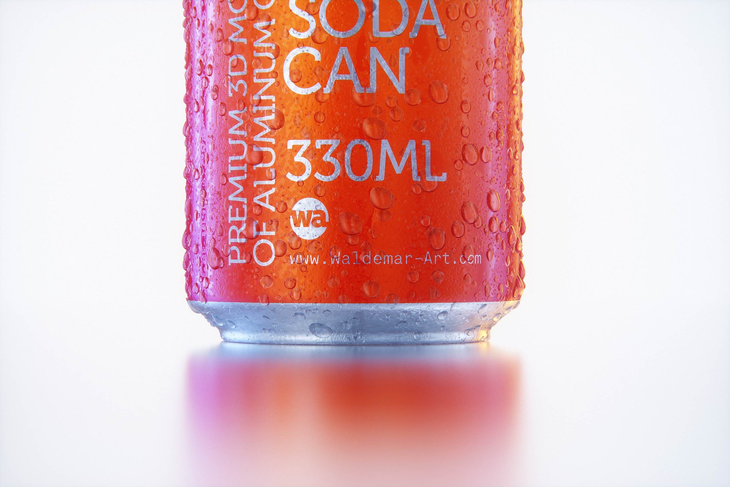 Metal Beer/Soda can 330ml with water droplets and condensation professional 3D model pack