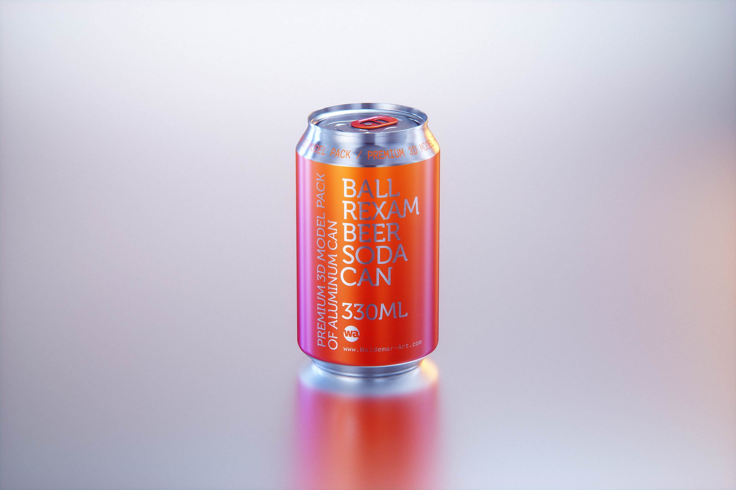 Metal Beer/Soda can 330ml with water droplets and condensation professional 3D model pack
