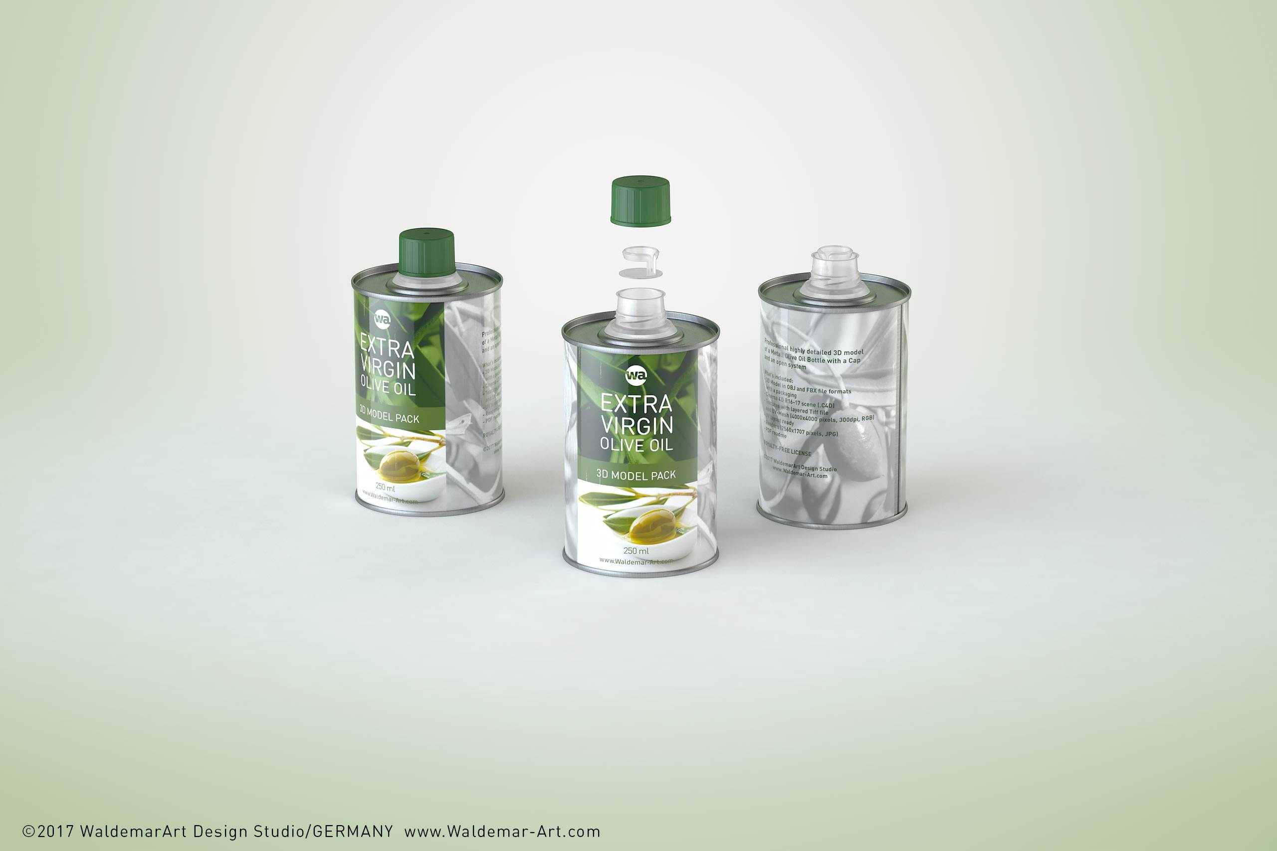 Olive oil metal bottle 250ml packaging 3d model