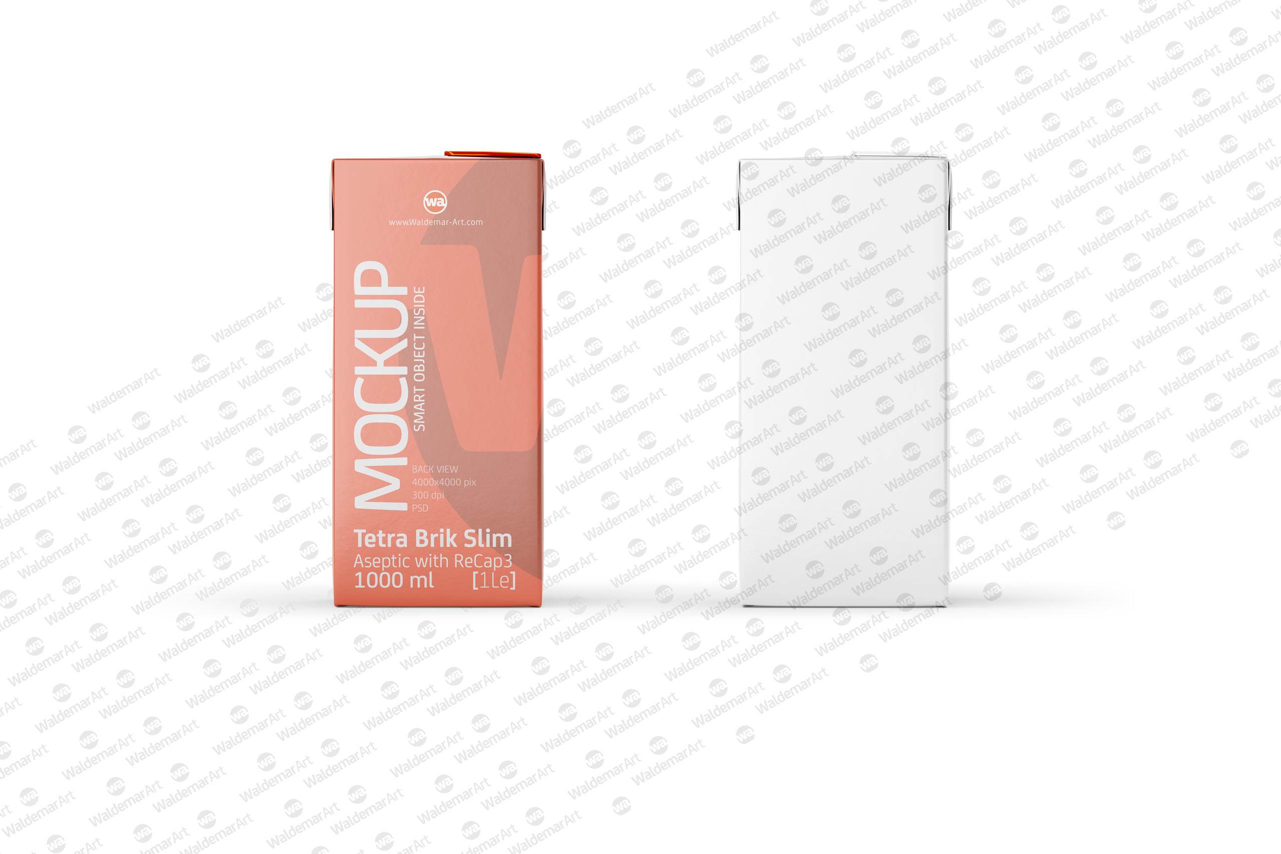 Tetra Pack Brick Mockup Aseptic 1000ml Slim with ReCap3 - Back view