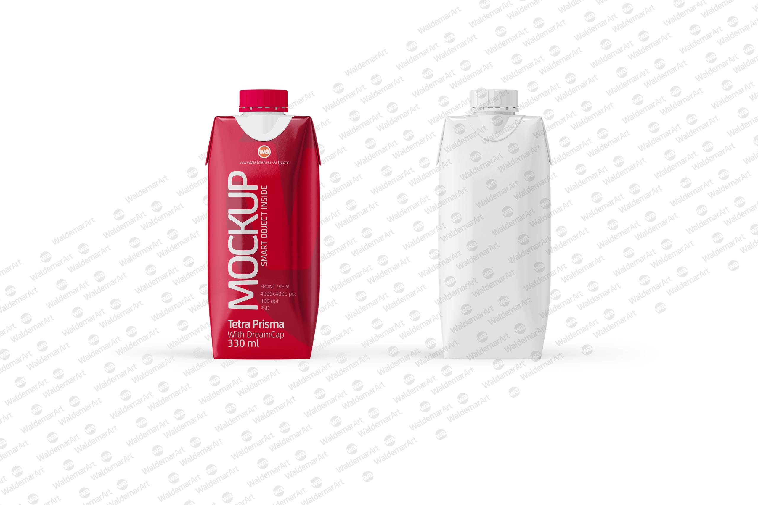 Tetra Pack Prisma 330ml with DreamCap Mockup Front view