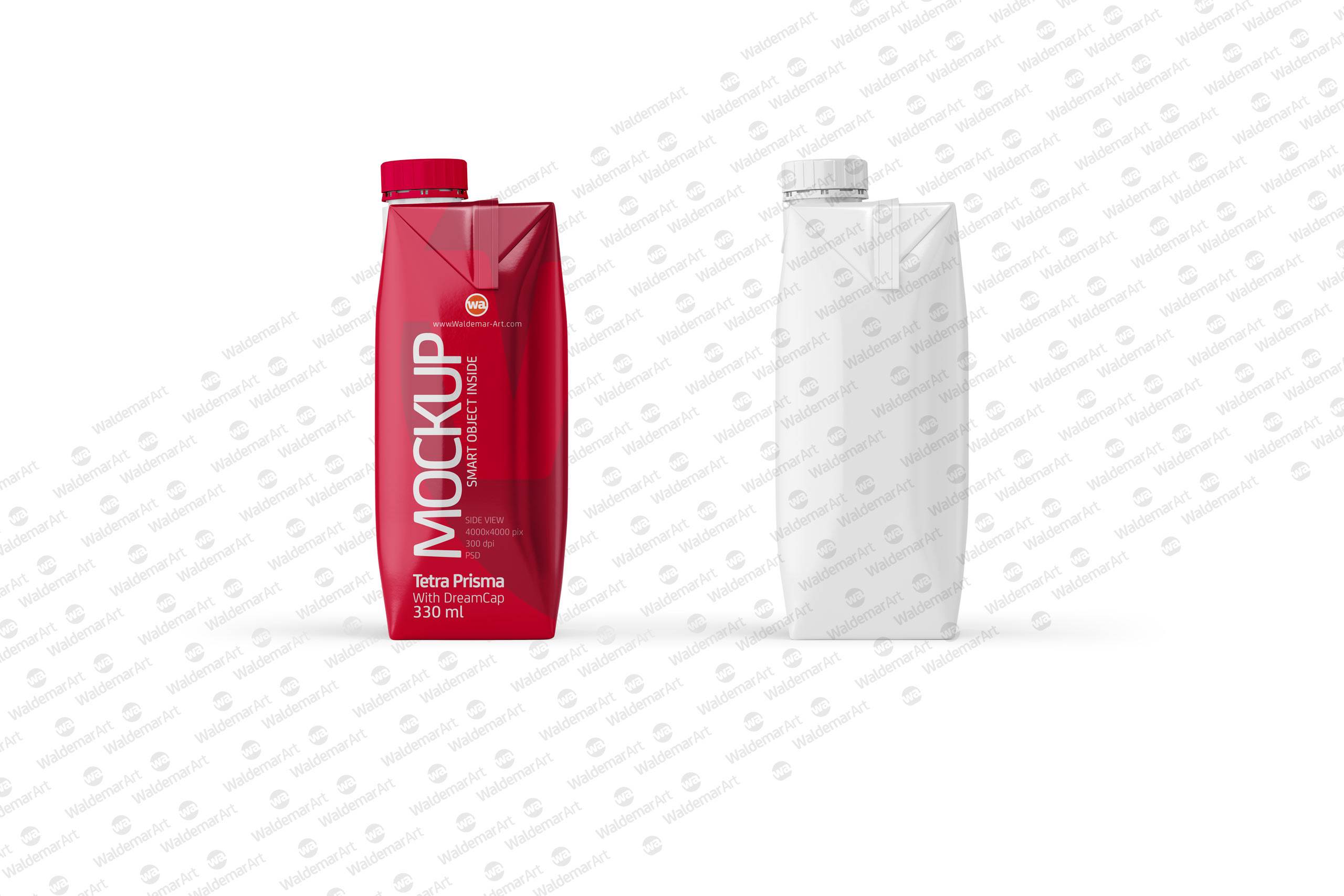 Tetra Pack Prisma 330ml with DreamCap Mock-up - Side view