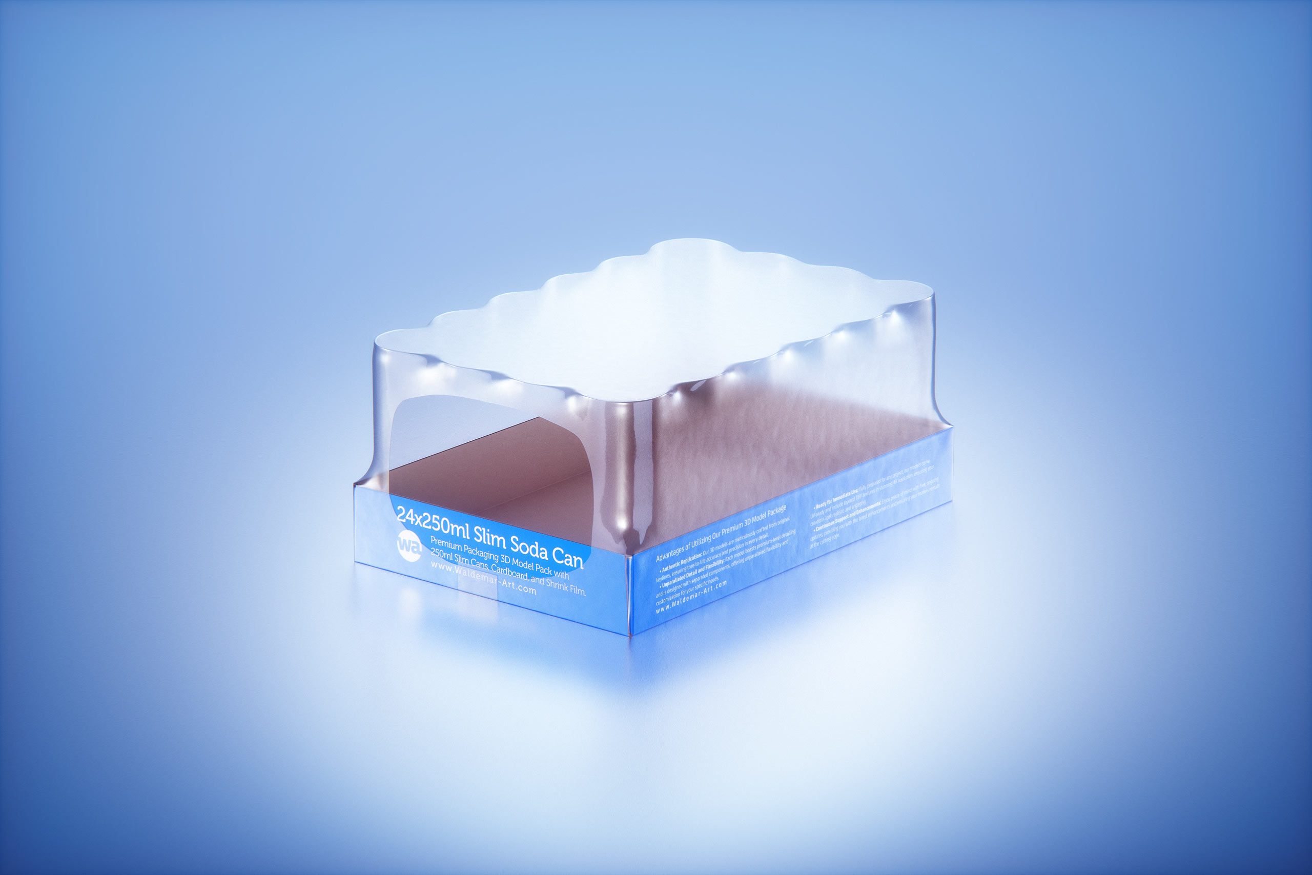 Multi-pack of 24x250ml Slim Beer/Soda Cans packed in cardboard and wrapped in shrink film premium packaging 3d model