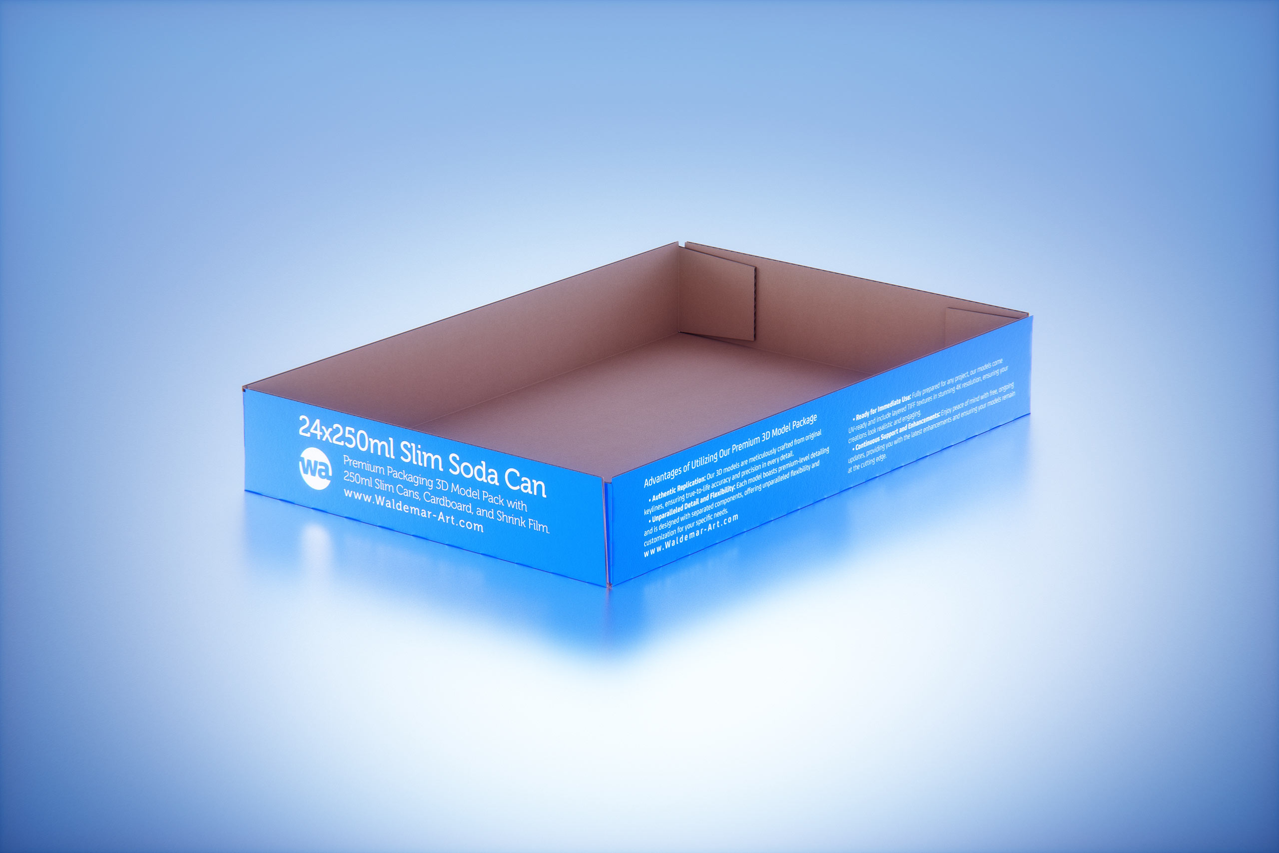 Multi-pack of 24x250ml Slim Beer/Soda Cans packed in cardboard and wrapped in shrink film premium packaging 3d model
