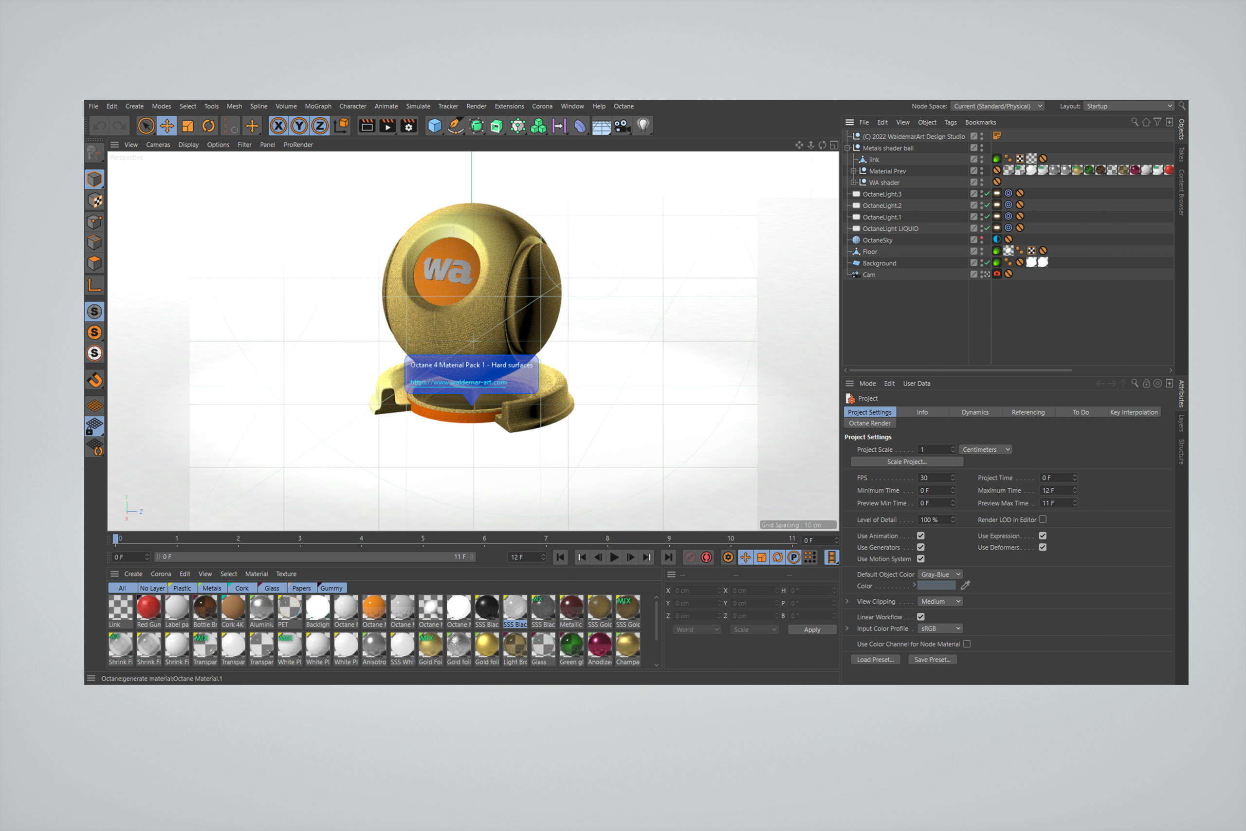 Octane 4+ for Cinema 4D (Compatible with version 2024) Materials Pack 1 - Hard Surfaces [27 items] (Glass, Plastic, Metal, Paper, Cork, PET etc)