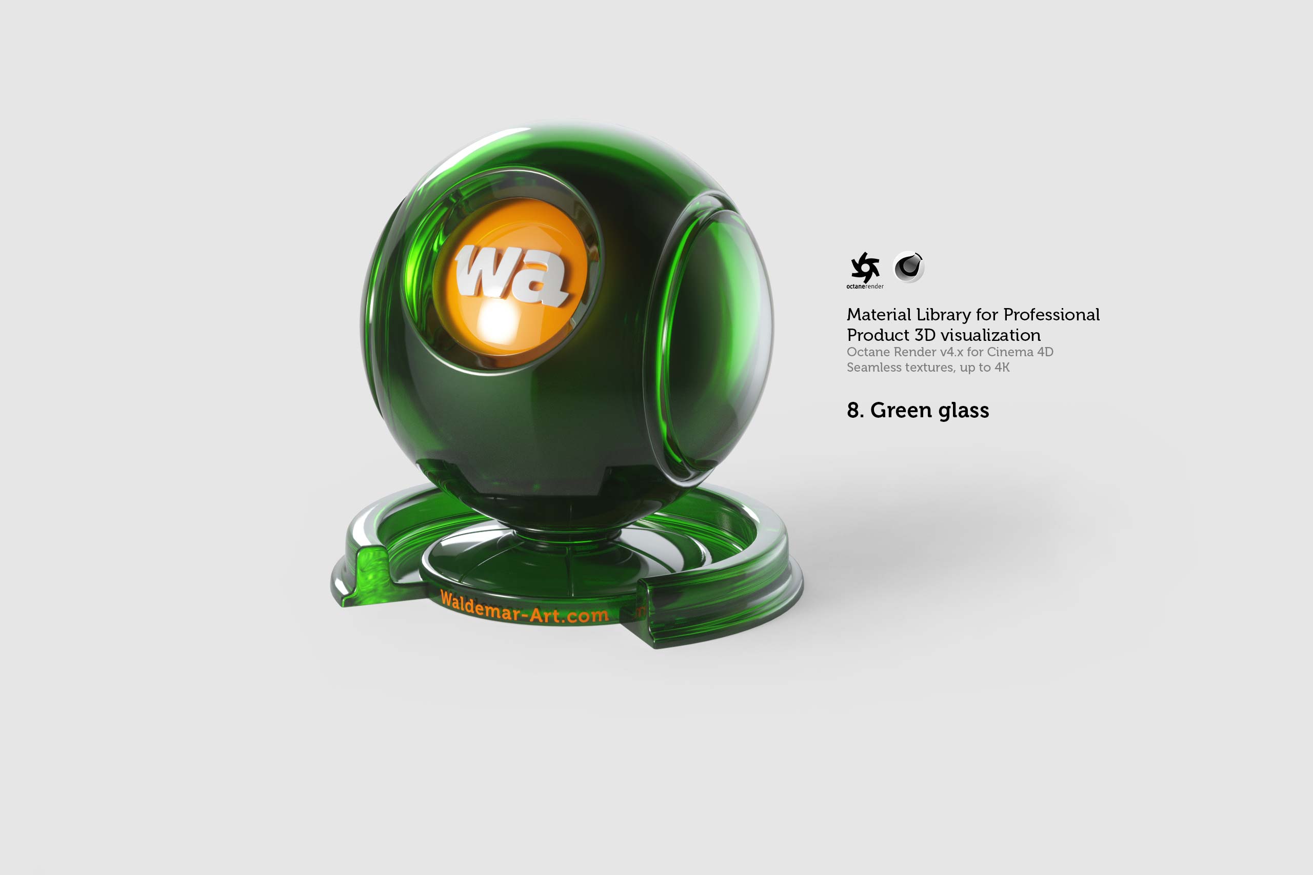 Octane 4+ for Cinema 4D (Compatible with version 2024) Materials Pack 1 - Hard Surfaces [27 items] (Glass, Plastic, Metal, Paper, Cork, PET etc)