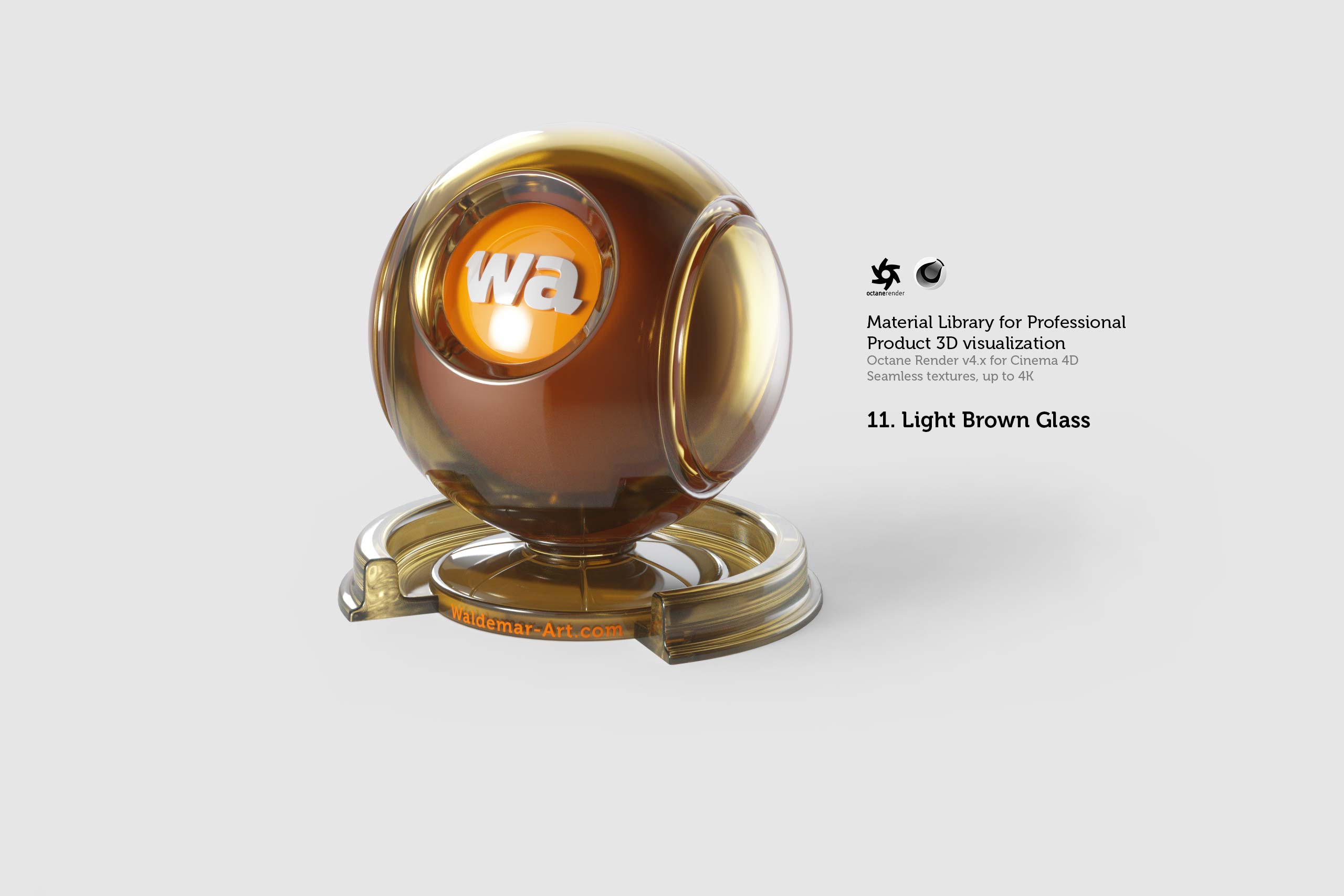 Octane 4+ for Cinema 4D (Compatible with version 2024) Materials Pack 1 - Hard Surfaces [27 items] (Glass, Plastic, Metal, Paper, Cork, PET etc)