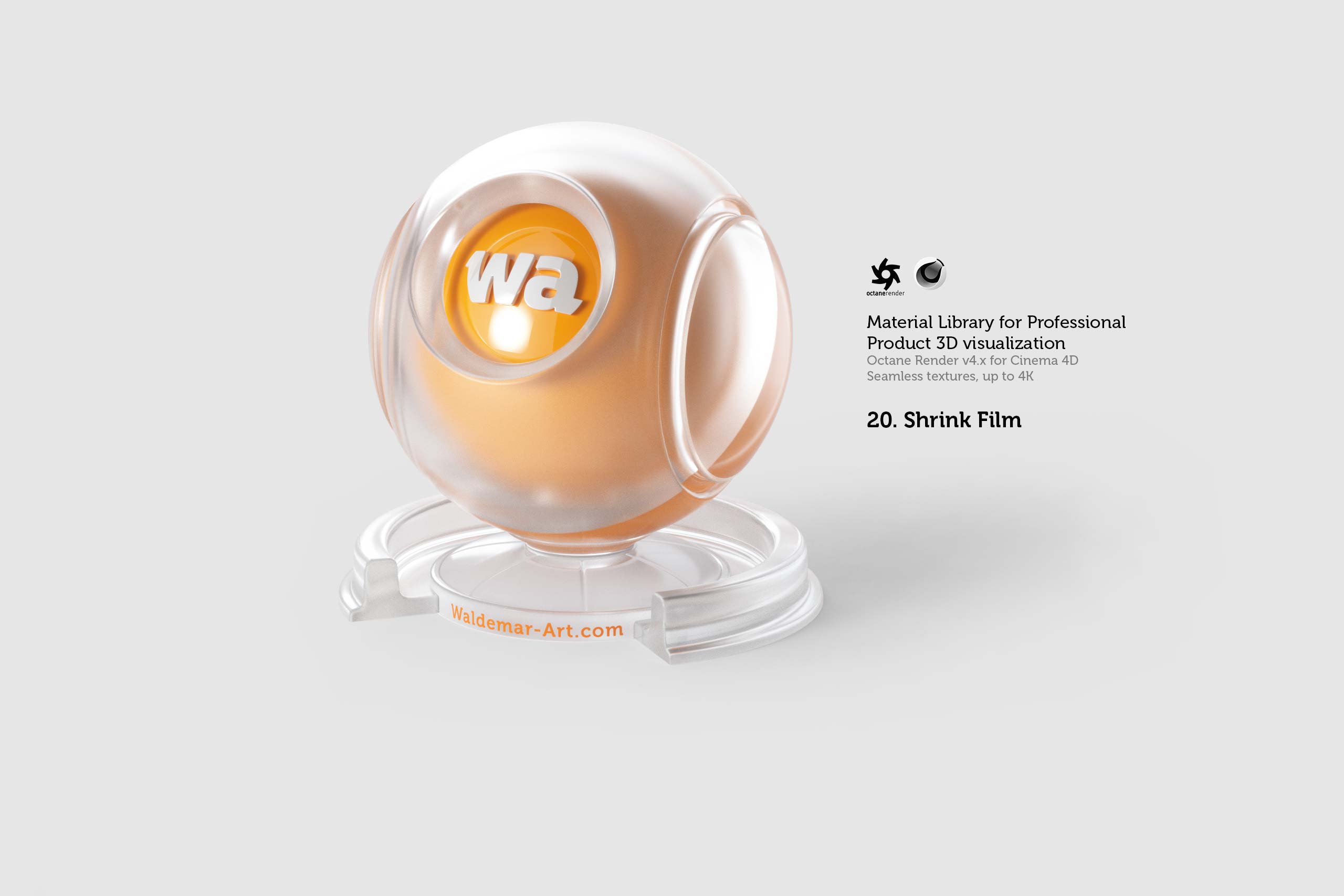 Octane 4+ for Cinema 4D (Compatible with version 2024) Materials Pack 1 - Hard Surfaces [27 items] (Glass, Plastic, Metal, Paper, Cork, PET etc)