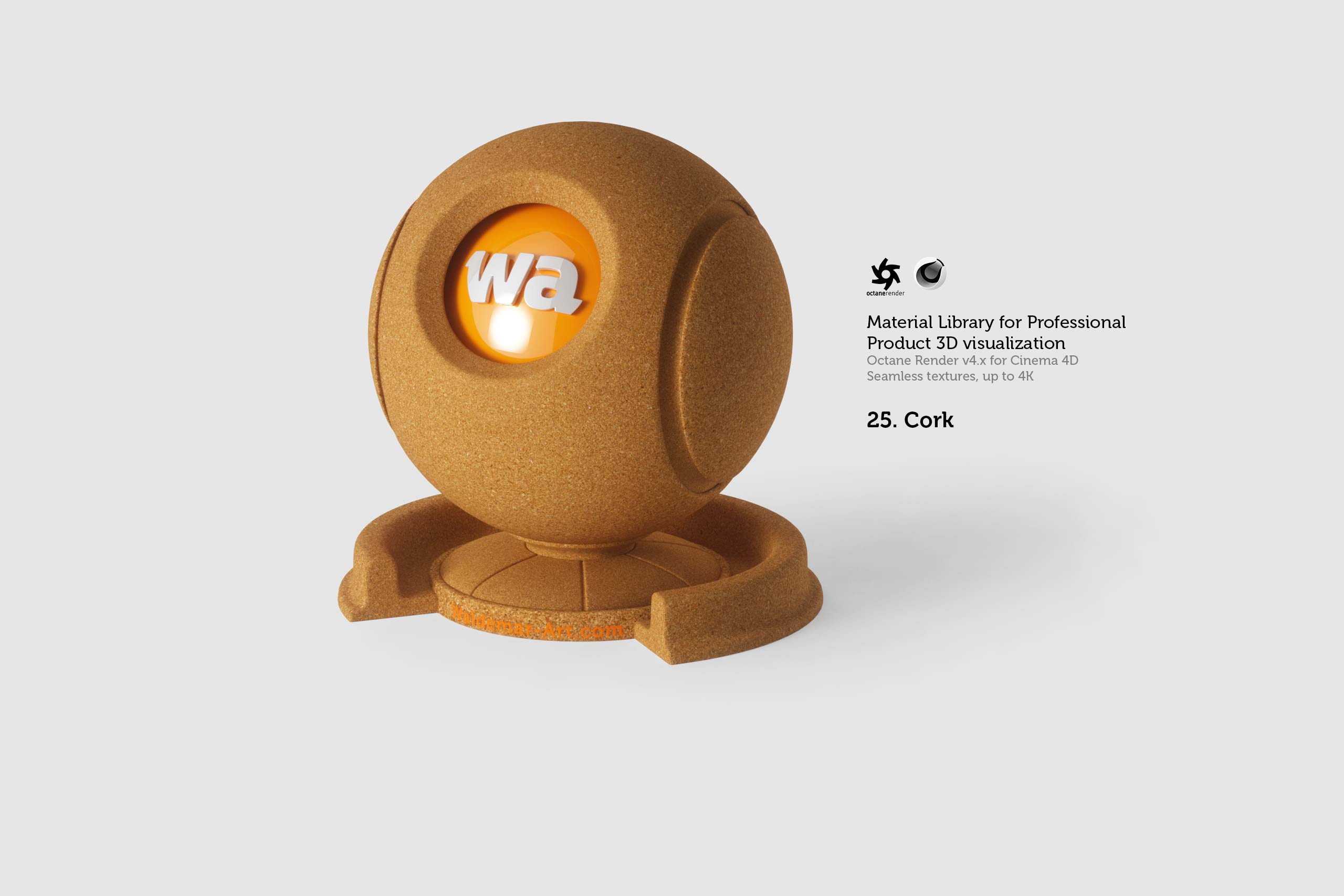 Octane 4+ for Cinema 4D (Compatible with version 2024) Materials Pack 1 - Hard Surfaces [27 items] (Glass, Plastic, Metal, Paper, Cork, PET etc)