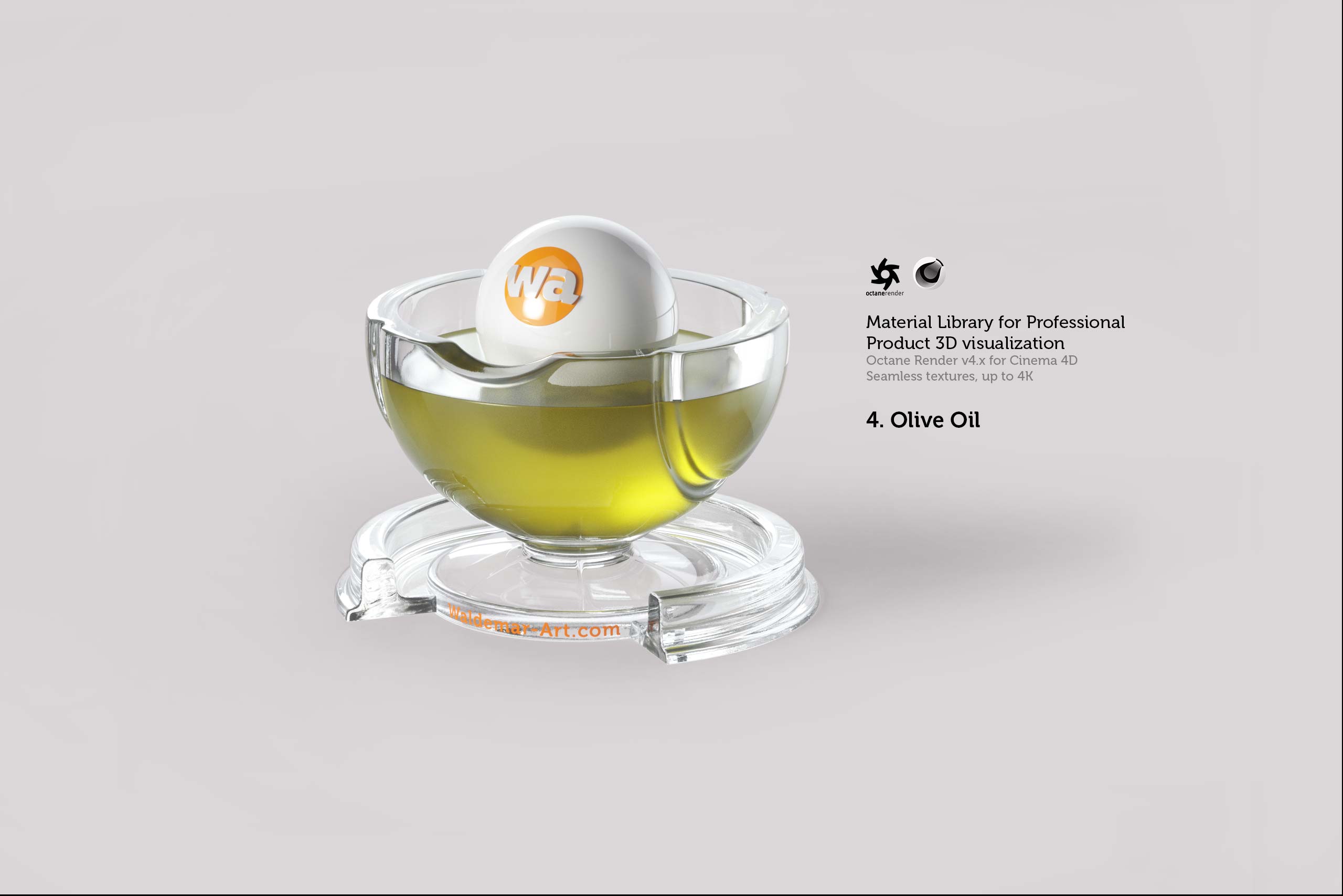 Octane 4+  for Cinema 4D (compatible with version 2024) Materials Pack 2 - Liquids and Food [27 items] (Jam, Butter, Milk, Yoghurt, Pesto, Honey, Beer, Wine etc)