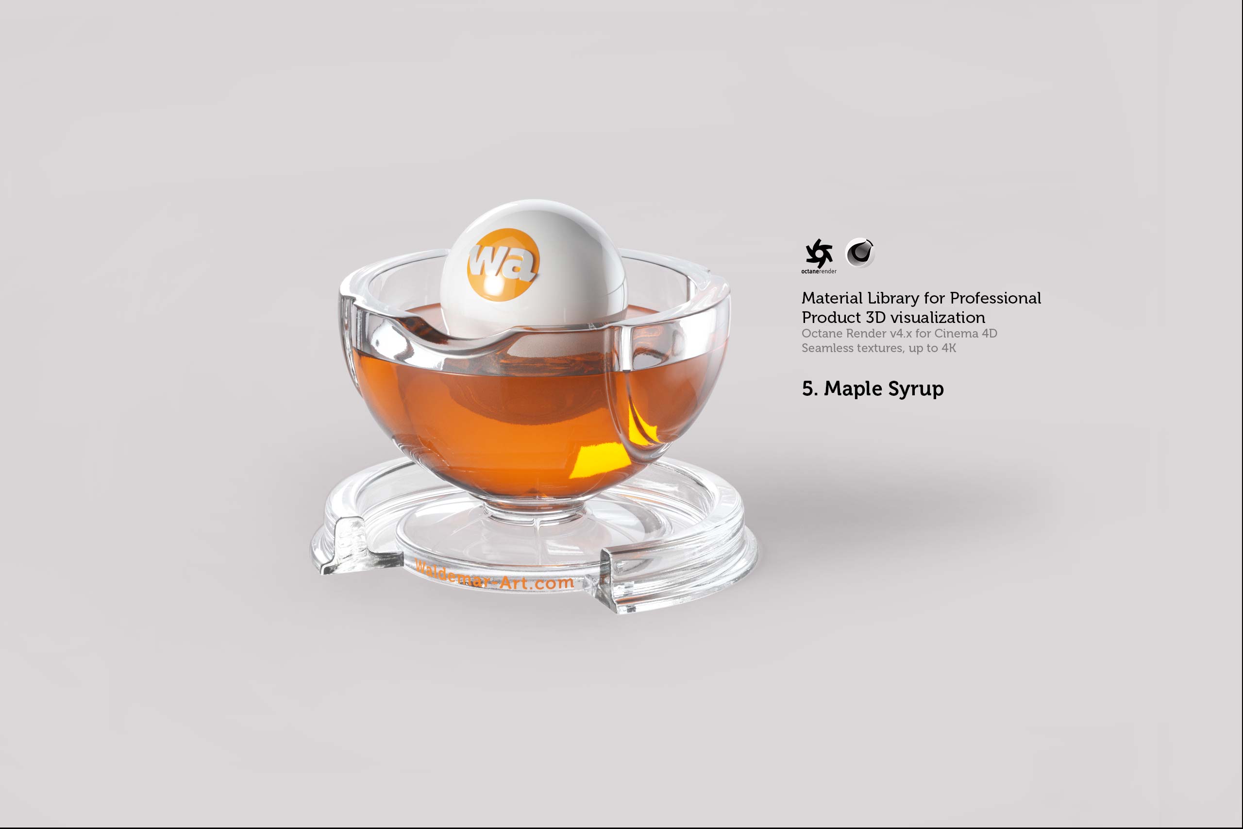 Octane 4+  for Cinema 4D (compatible with version 2024) Materials Pack 2 - Liquids and Food [27 items] (Jam, Butter, Milk, Yoghurt, Pesto, Honey, Beer, Wine etc)