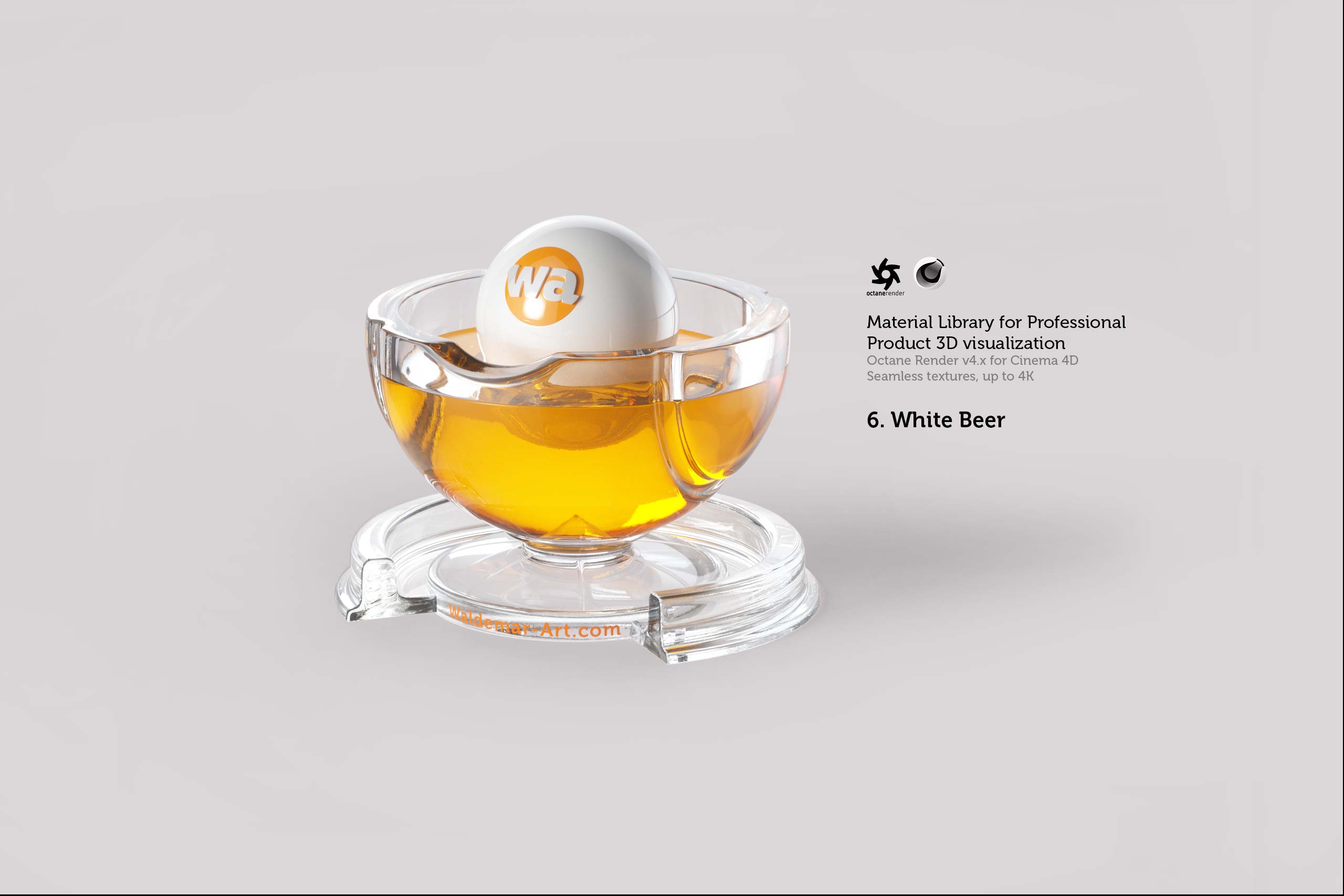 Octane 4+  for Cinema 4D (compatible with version 2024) Materials Pack 2 - Liquids and Food [27 items] (Jam, Butter, Milk, Yoghurt, Pesto, Honey, Beer, Wine etc)