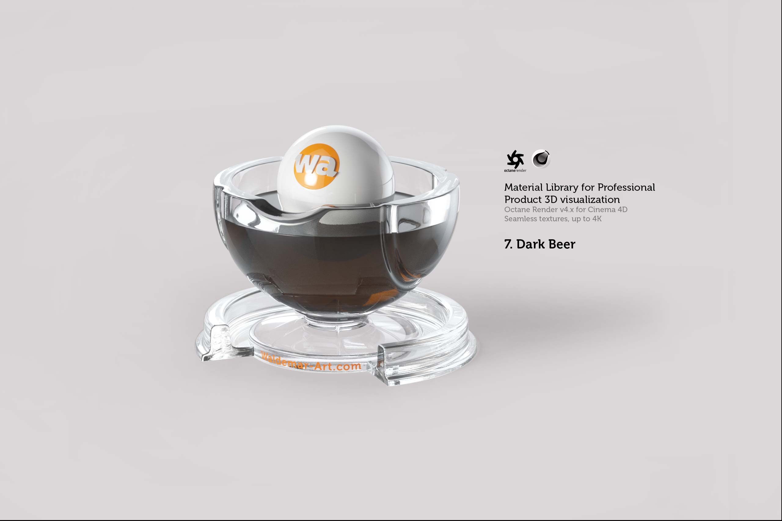 Octane 4+  for Cinema 4D (compatible with version 2024) Materials Pack 2 - Liquids and Food [27 items] (Jam, Butter, Milk, Yoghurt, Pesto, Honey, Beer, Wine etc)