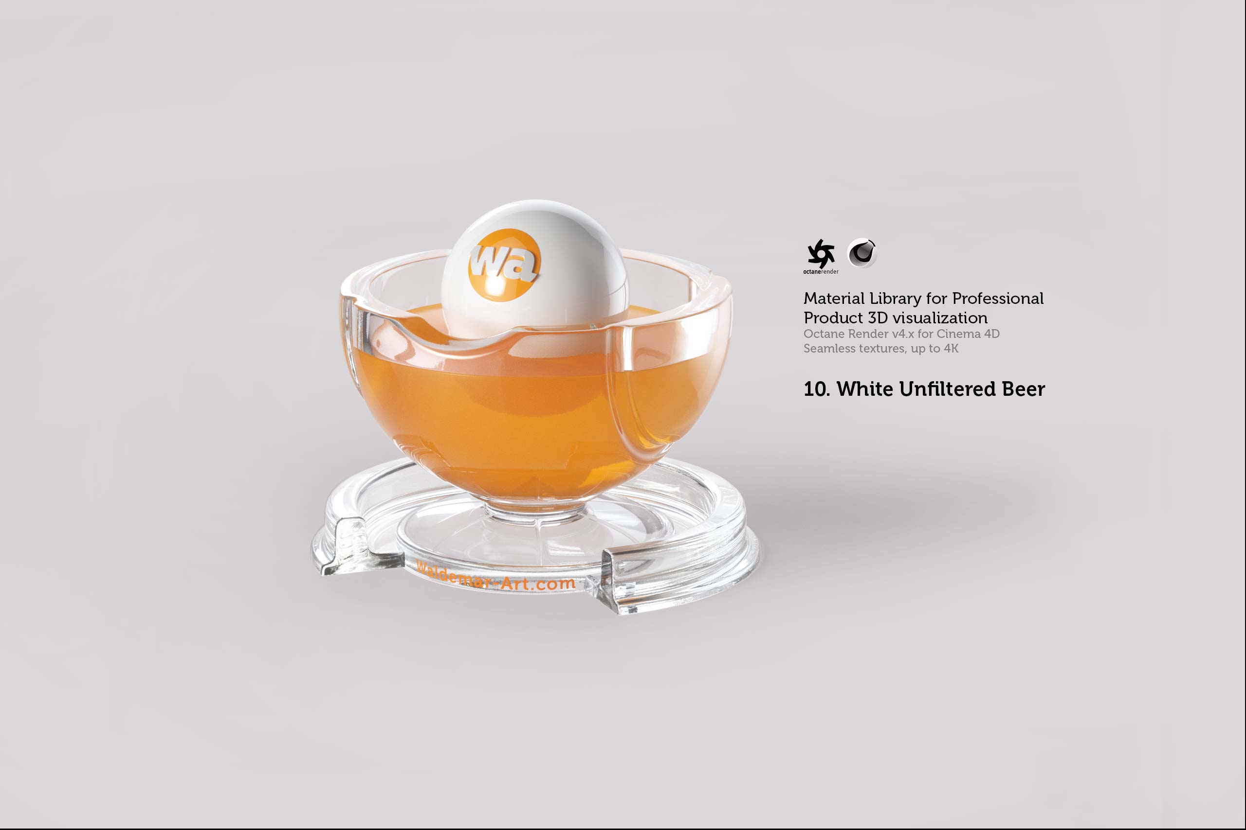 Octane 4+  for Cinema 4D (compatible with version 2024) Materials Pack 2 - Liquids and Food [27 items] (Jam, Butter, Milk, Yoghurt, Pesto, Honey, Beer, Wine etc)