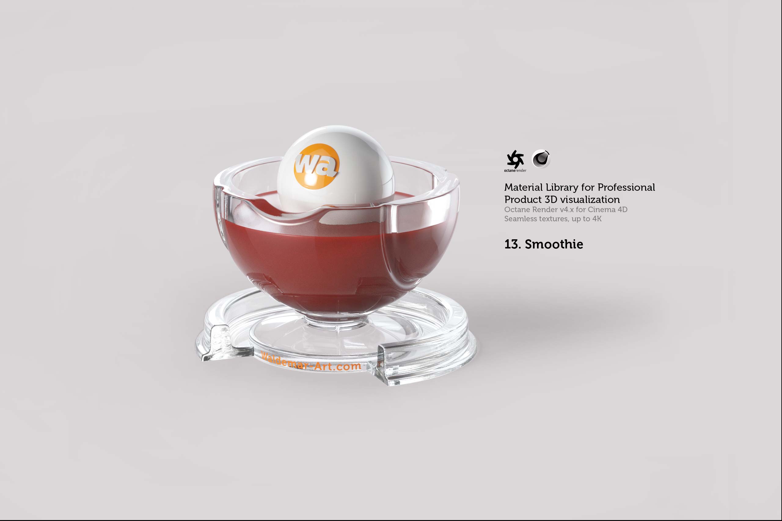 Octane 4+  for Cinema 4D (compatible with version 2024) Materials Pack 2 - Liquids and Food [27 items] (Jam, Butter, Milk, Yoghurt, Pesto, Honey, Beer, Wine etc)