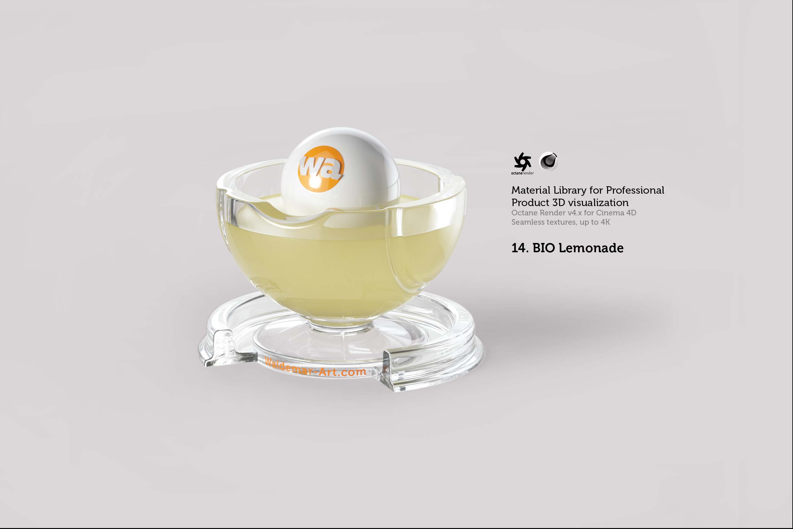 Octane 4+  for Cinema 4D (compatible with version 2024) Materials Pack 2 - Liquids and Food [27 items] (Jam, Butter, Milk, Yoghurt, Pesto, Honey, Beer, Wine etc)