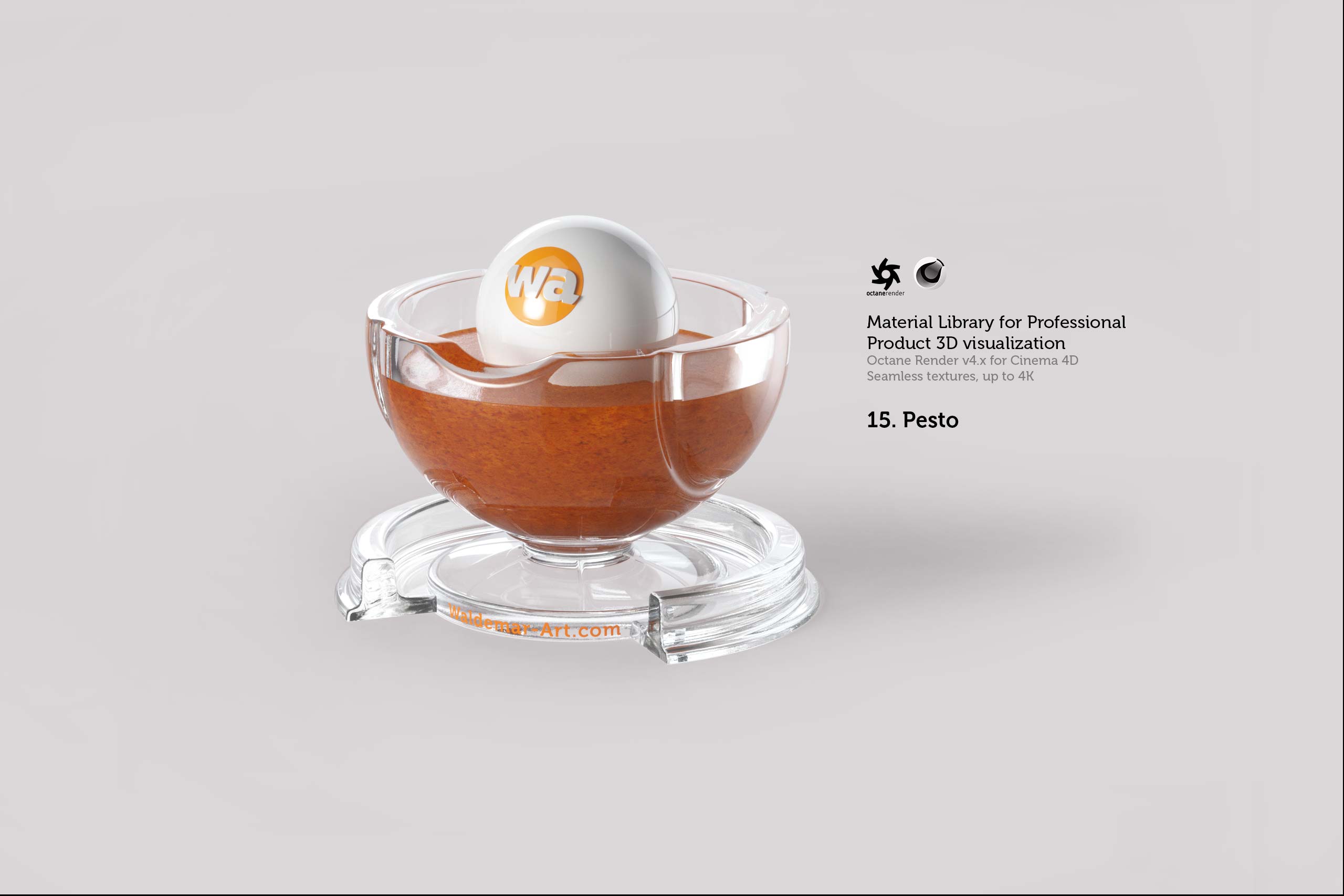Octane 4+  for Cinema 4D (compatible with version 2024) Materials Pack 2 - Liquids and Food [27 items] (Jam, Butter, Milk, Yoghurt, Pesto, Honey, Beer, Wine etc)