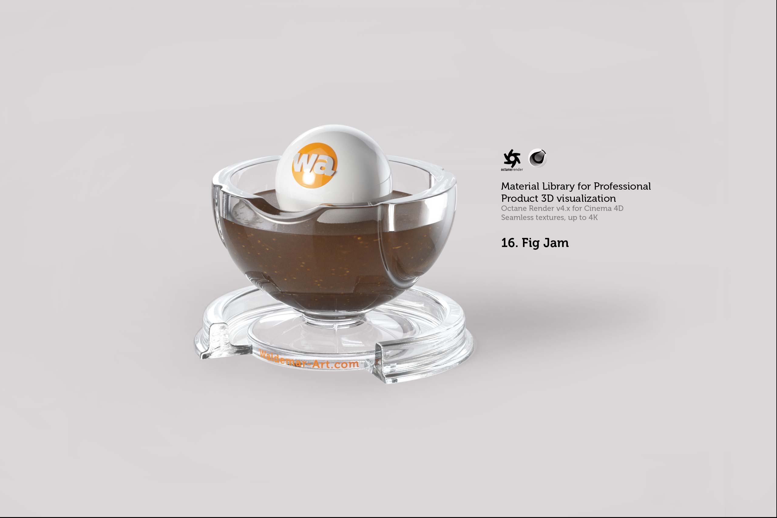 Octane 4+  for Cinema 4D (compatible with version 2024) Materials Pack 2 - Liquids and Food [27 items] (Jam, Butter, Milk, Yoghurt, Pesto, Honey, Beer, Wine etc)