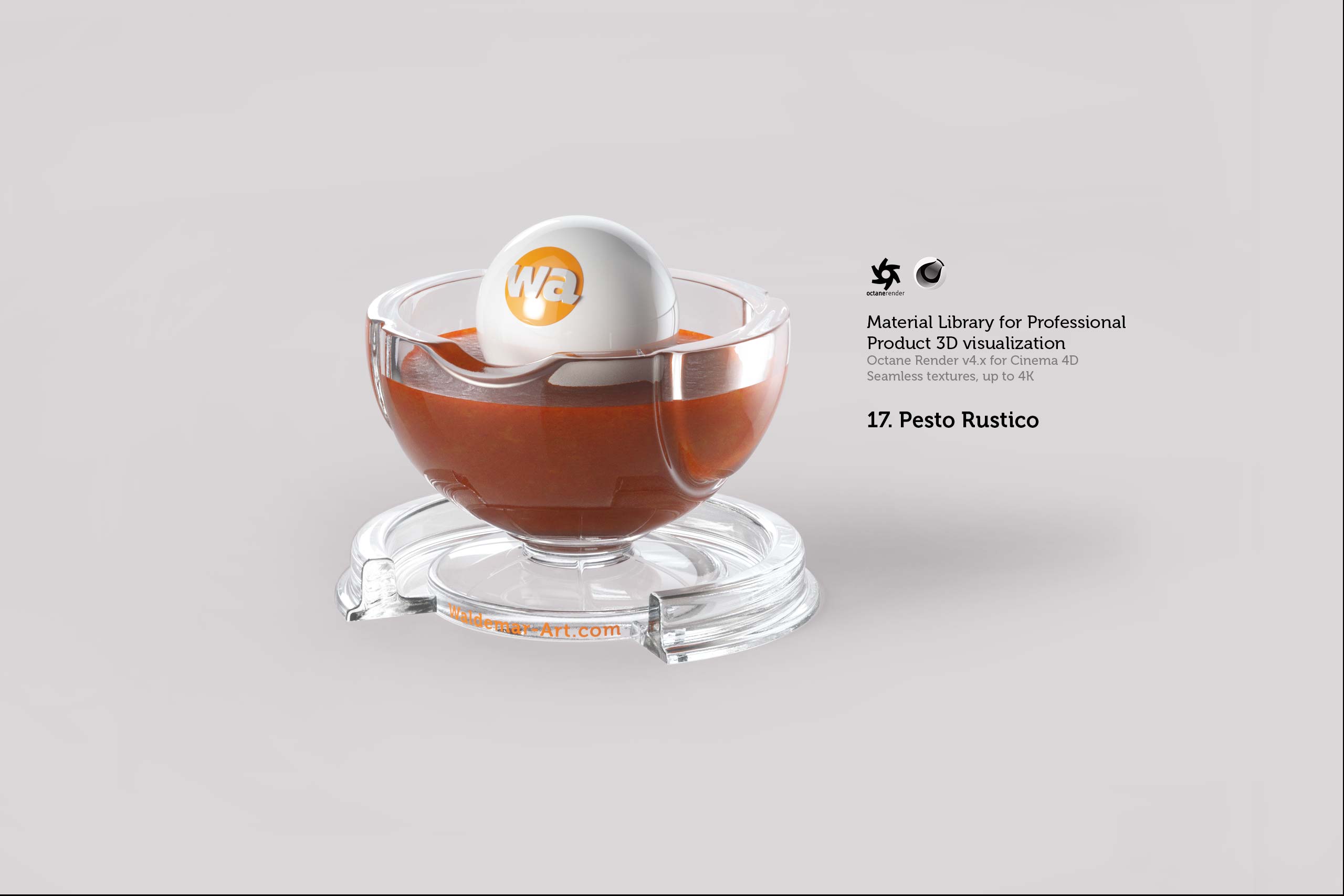 Octane 4+  for Cinema 4D (compatible with version 2024) Materials Pack 2 - Liquids and Food [27 items] (Jam, Butter, Milk, Yoghurt, Pesto, Honey, Beer, Wine etc)