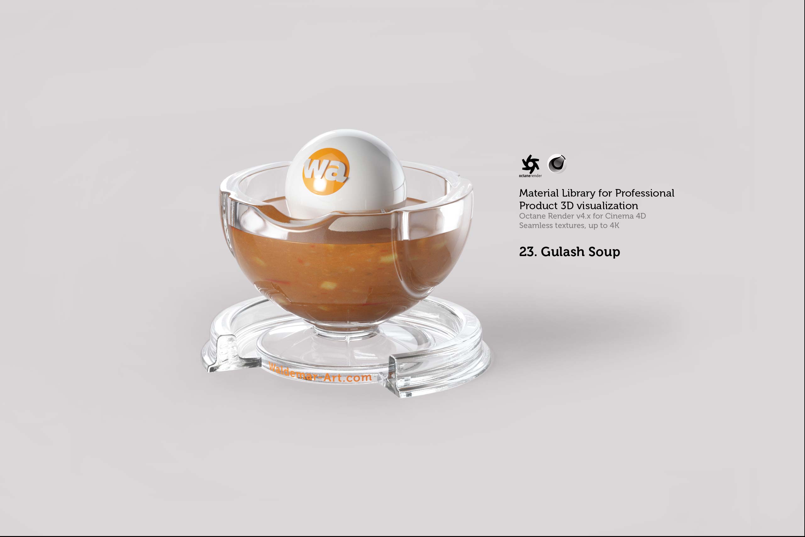 Octane 4+  for Cinema 4D (compatible with version 2024) Materials Pack 2 - Liquids and Food [27 items] (Jam, Butter, Milk, Yoghurt, Pesto, Honey, Beer, Wine etc)