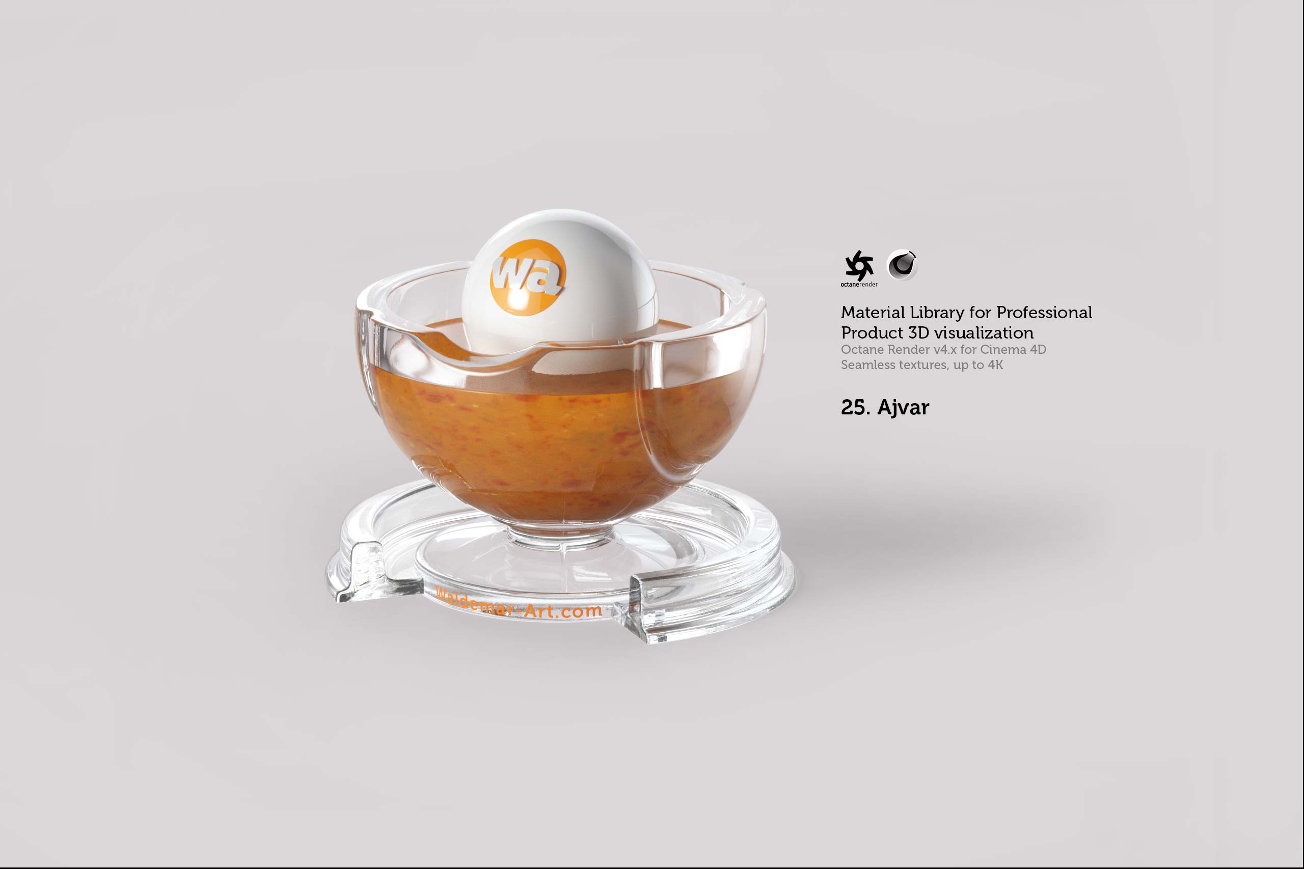 Octane 4+  for Cinema 4D (compatible with version 2024) Materials Pack 2 - Liquids and Food [27 items] (Jam, Butter, Milk, Yoghurt, Pesto, Honey, Beer, Wine etc)
