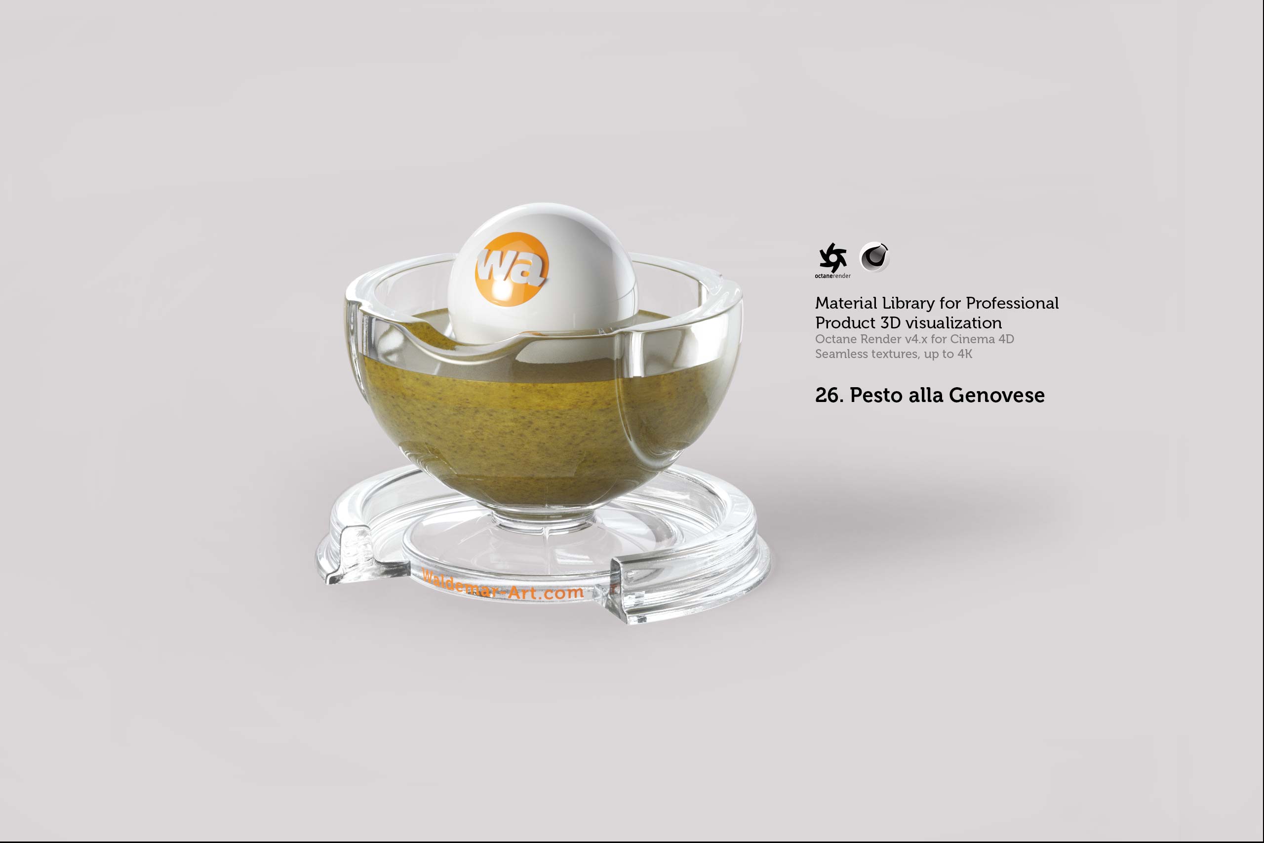 Octane 4+  for Cinema 4D (compatible with version 2024) Materials Pack 2 - Liquids and Food [27 items] (Jam, Butter, Milk, Yoghurt, Pesto, Honey, Beer, Wine etc)