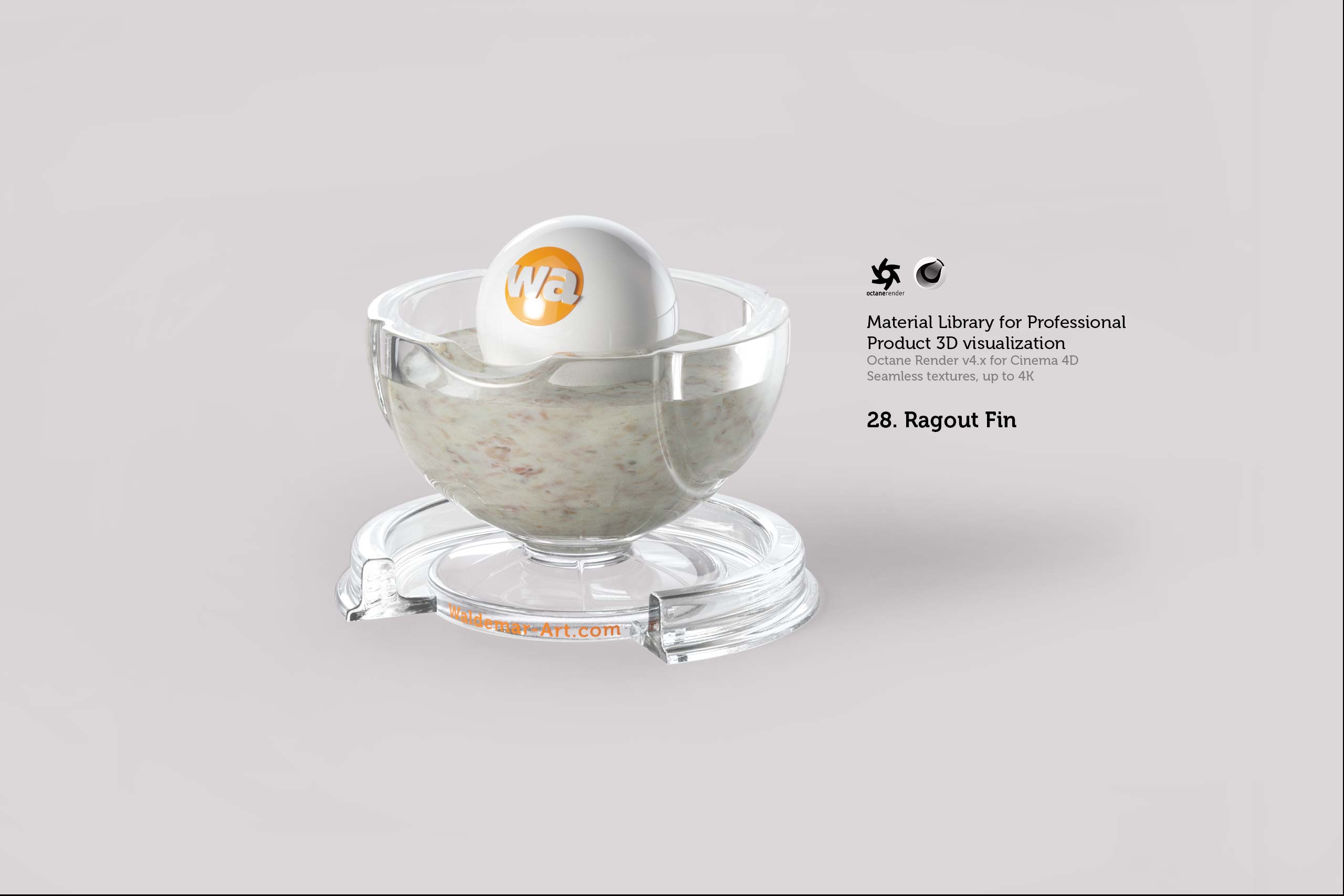 Octane 4+  for Cinema 4D (compatible with version 2024) Materials Pack 2 - Liquids and Food [27 items] (Jam, Butter, Milk, Yoghurt, Pesto, Honey, Beer, Wine etc)