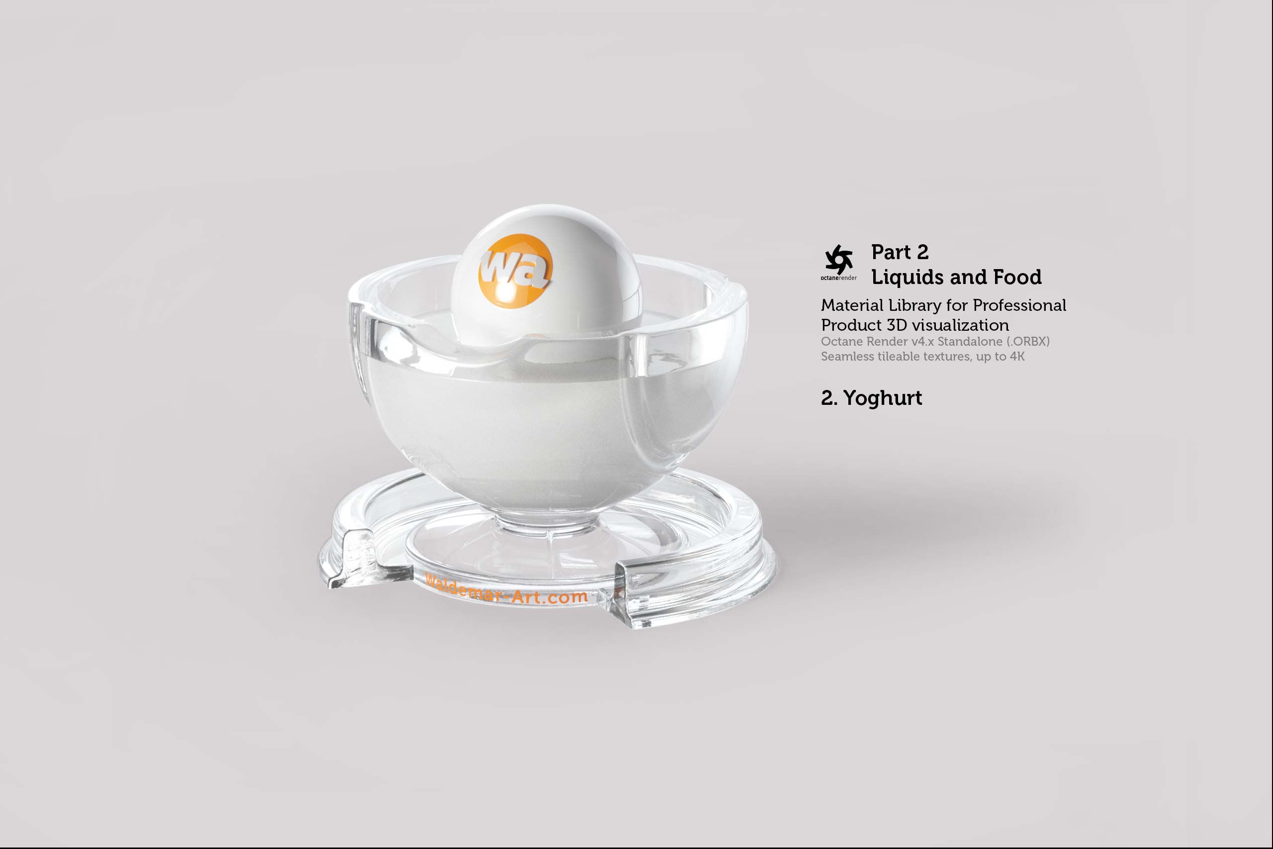 Octane 4+ Standalone Materials Pack 2 - Liquids and Food [27 items] (Jam, Butter, Milk, Yoghurt, Pesto, Honey, Beer, Wine etc)
