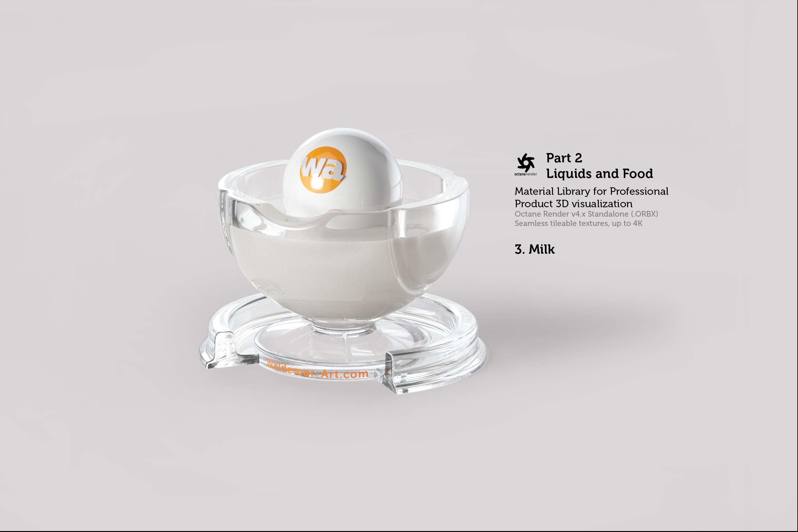 Octane 4+ Standalone Materials Pack 2 - Liquids and Food [27 items] (Jam, Butter, Milk, Yoghurt, Pesto, Honey, Beer, Wine etc)