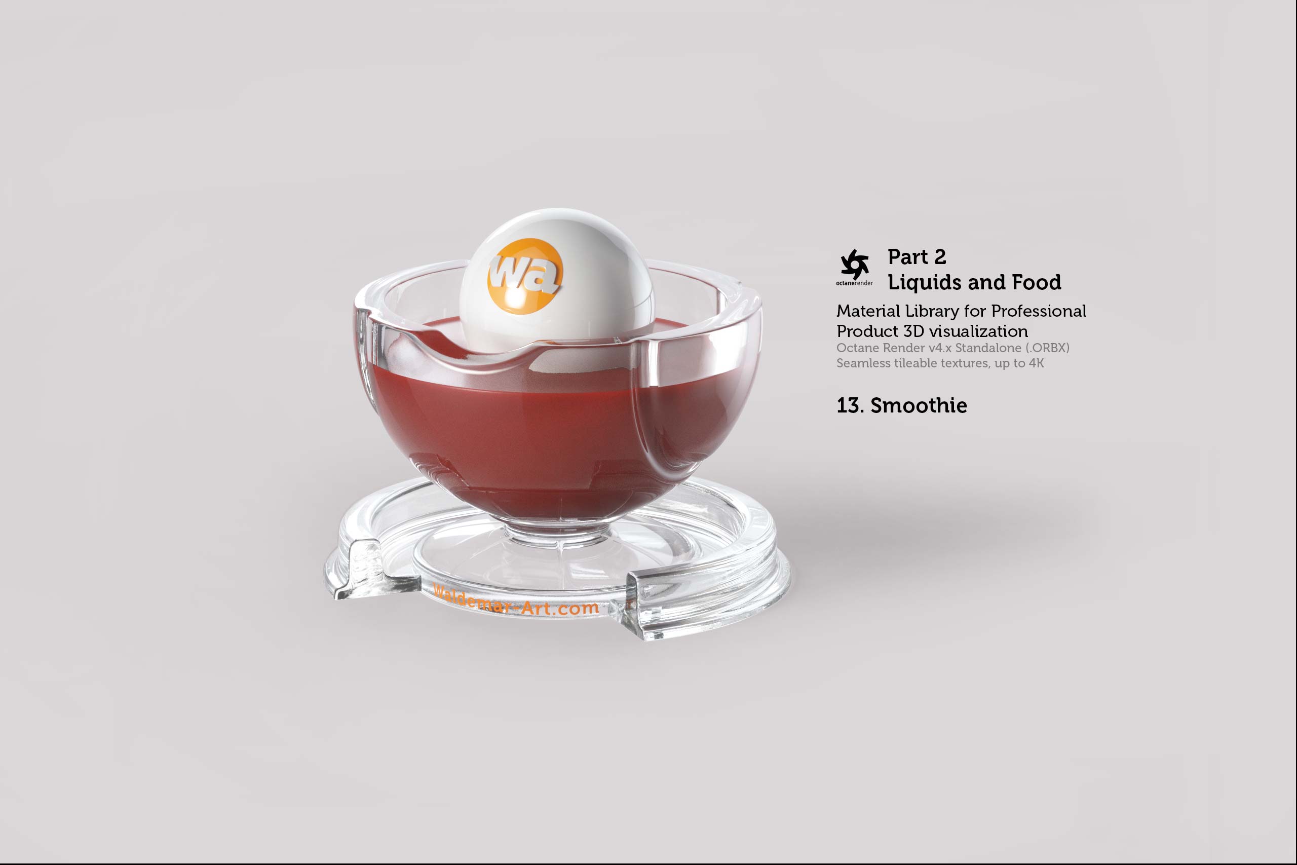 Octane 4+ Standalone Materials Pack 2 - Liquids and Food [27 items] (Jam, Butter, Milk, Yoghurt, Pesto, Honey, Beer, Wine etc)