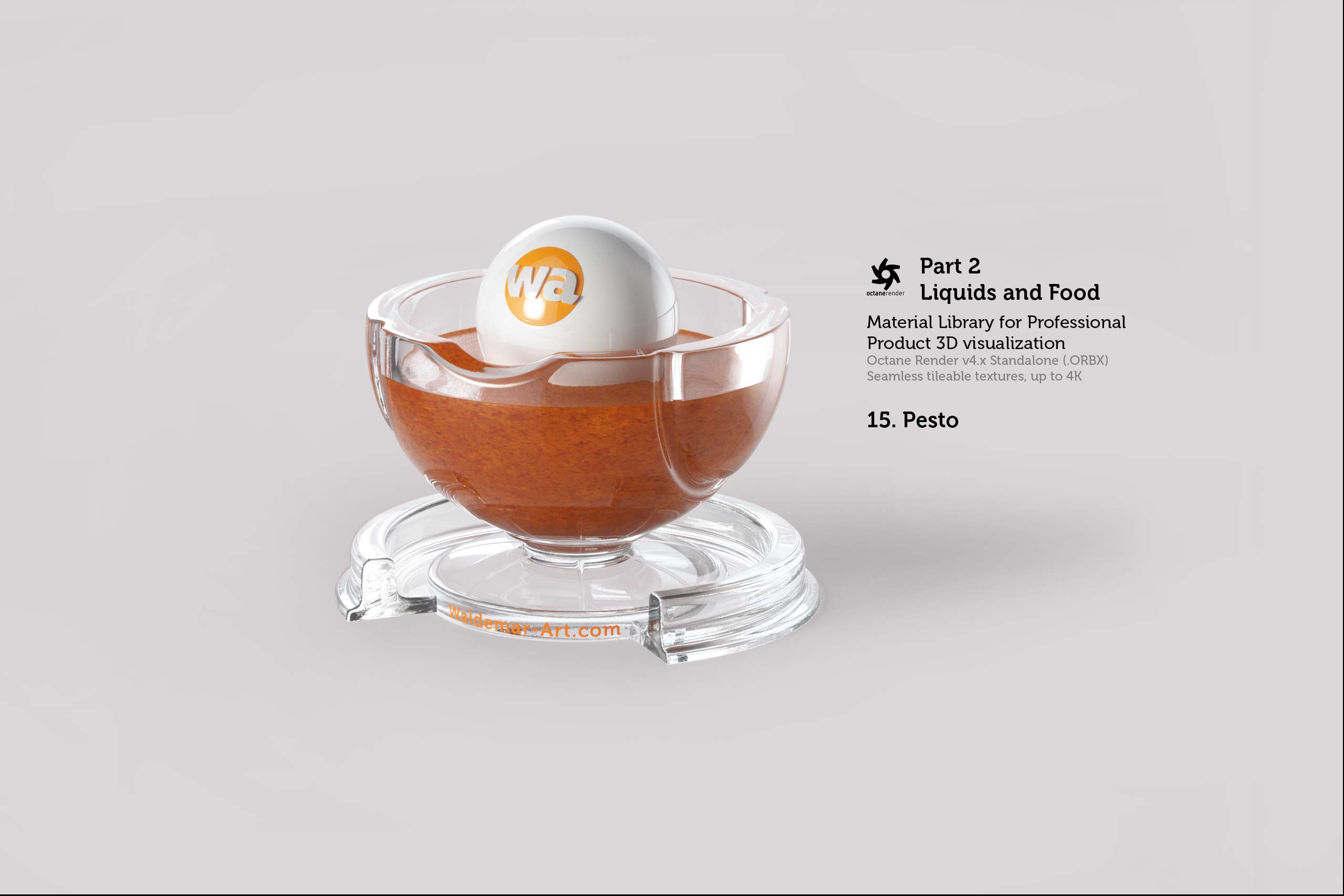 Octane 4+ Standalone Materials Pack 2 - Liquids and Food [27 items] (Jam, Butter, Milk, Yoghurt, Pesto, Honey, Beer, Wine etc)