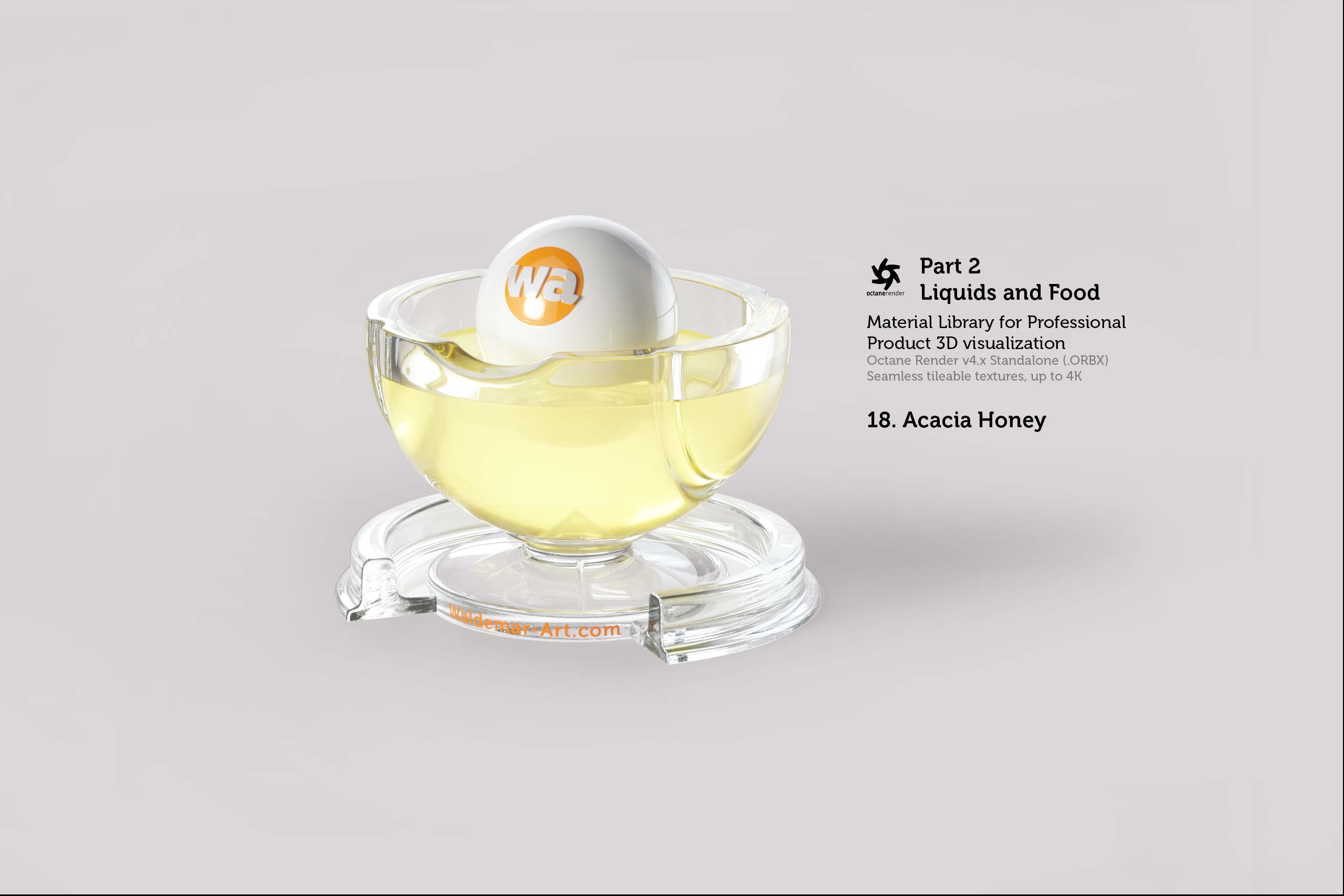 Octane 4+ Standalone Materials Pack 2 - Liquids and Food [27 items] (Jam, Butter, Milk, Yoghurt, Pesto, Honey, Beer, Wine etc)