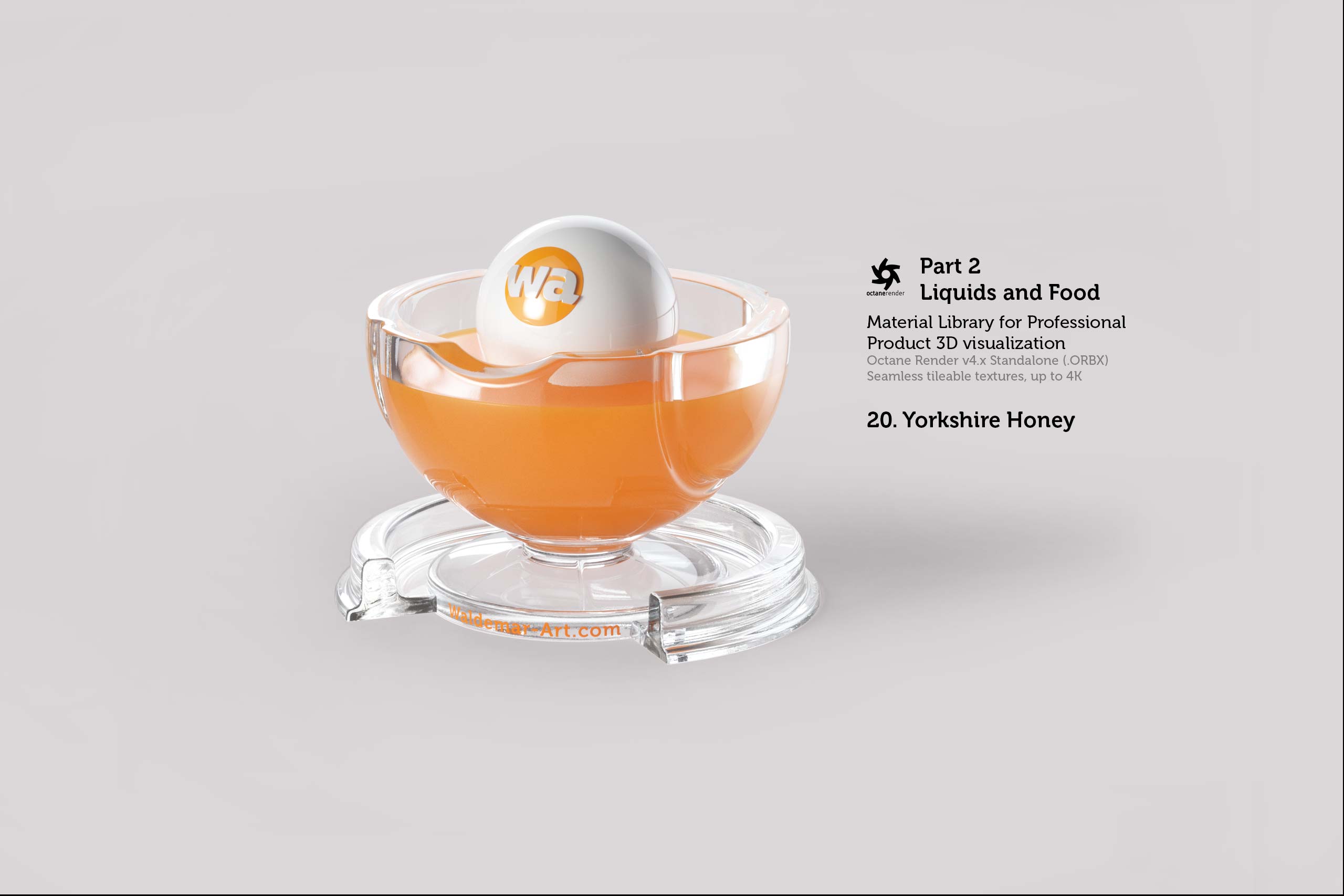 Octane 4+ Standalone Materials Pack 2 - Liquids and Food [27 items] (Jam, Butter, Milk, Yoghurt, Pesto, Honey, Beer, Wine etc)