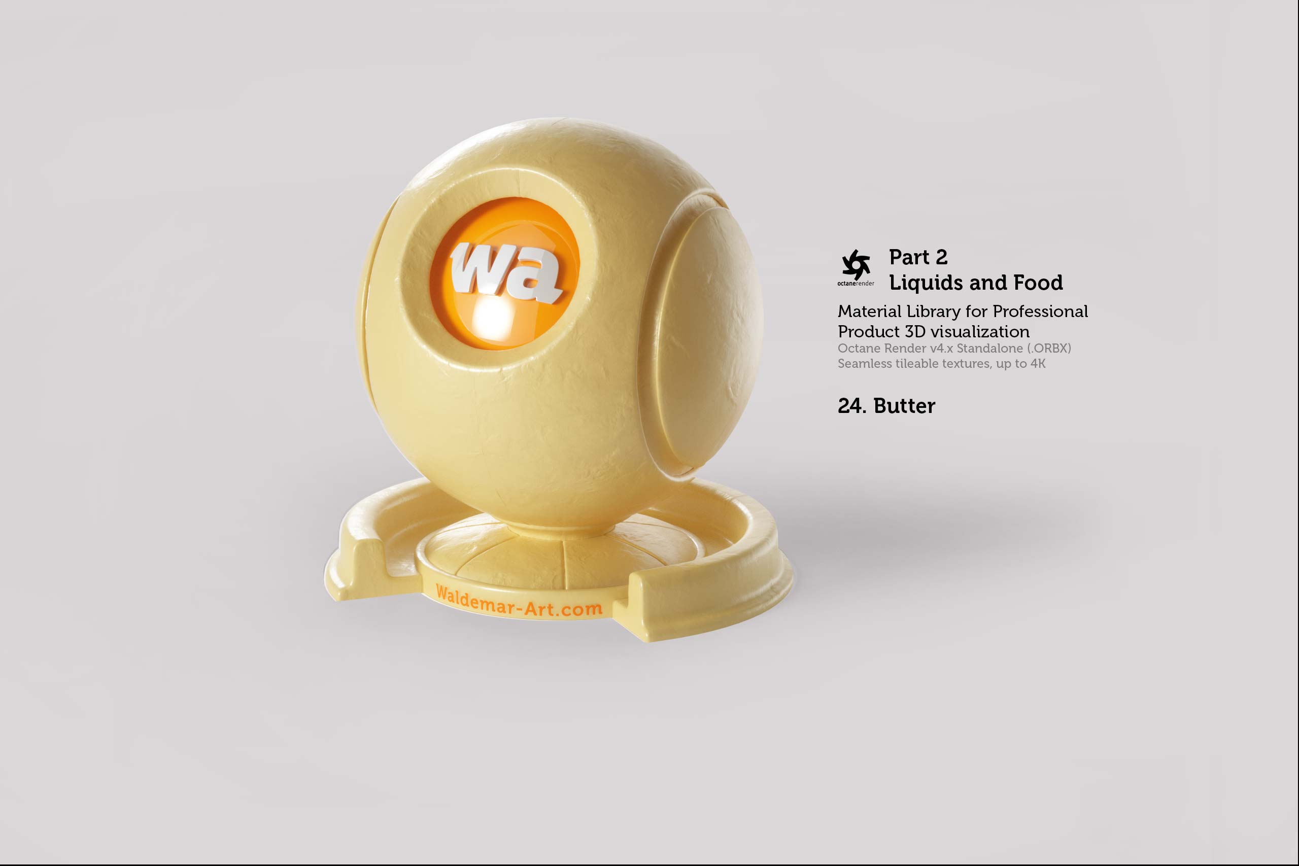 Octane 4+ Standalone Materials Pack 2 - Liquids and Food [27 items] (Jam, Butter, Milk, Yoghurt, Pesto, Honey, Beer, Wine etc)