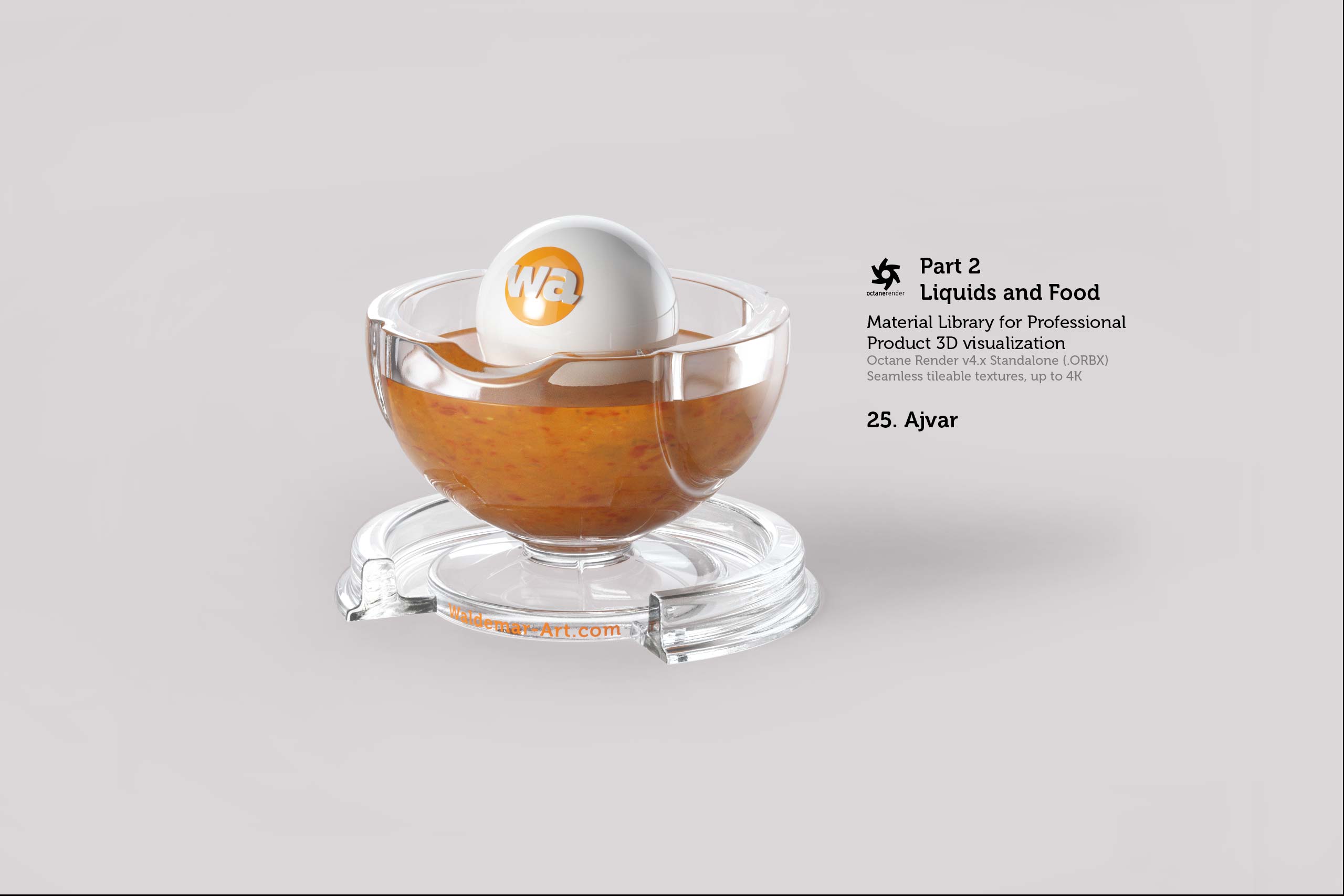 Octane 4+ Standalone Materials Pack 2 - Liquids and Food [27 items] (Jam, Butter, Milk, Yoghurt, Pesto, Honey, Beer, Wine etc)