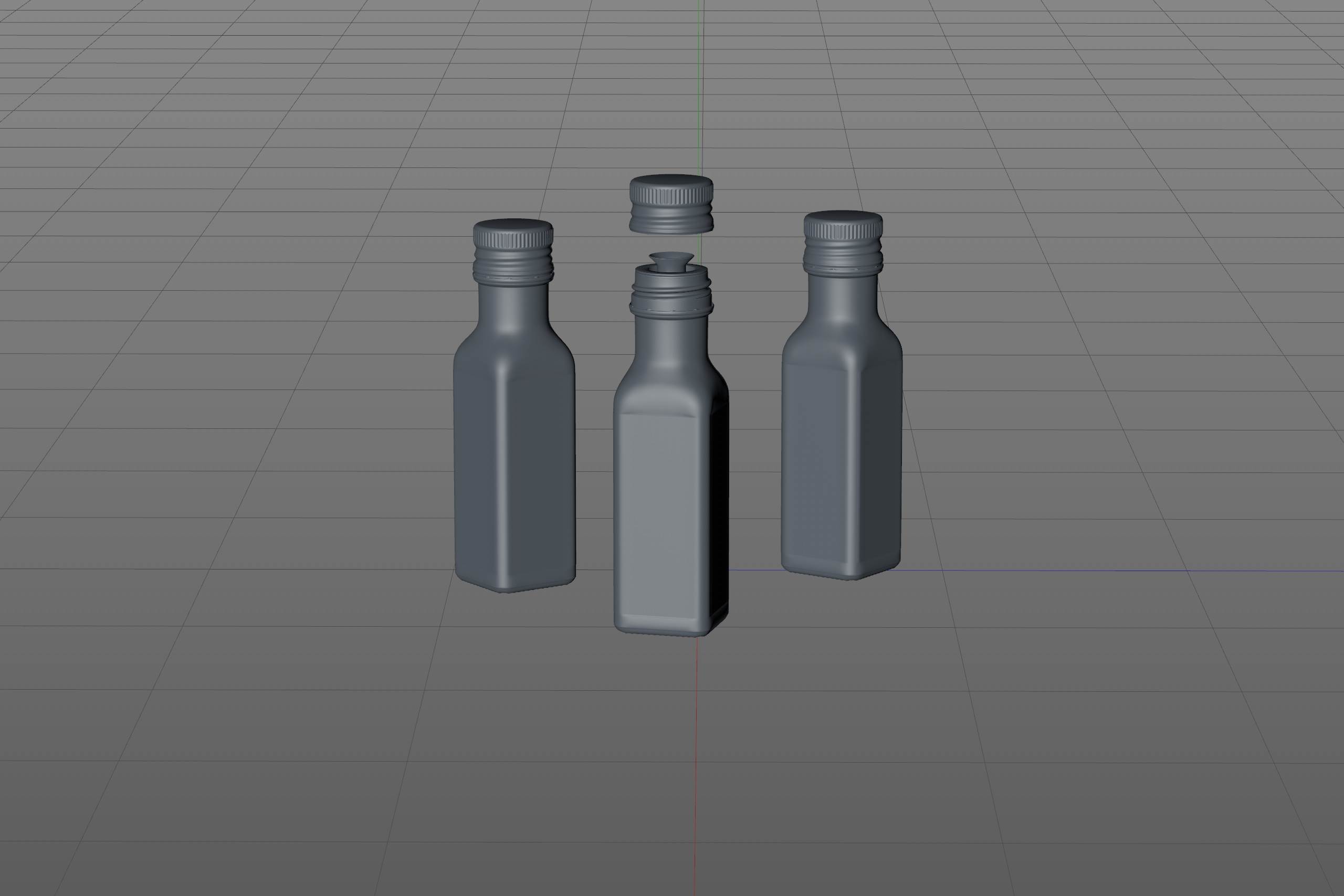 Square glass bottle 100ml for Olive oil 3D model pack