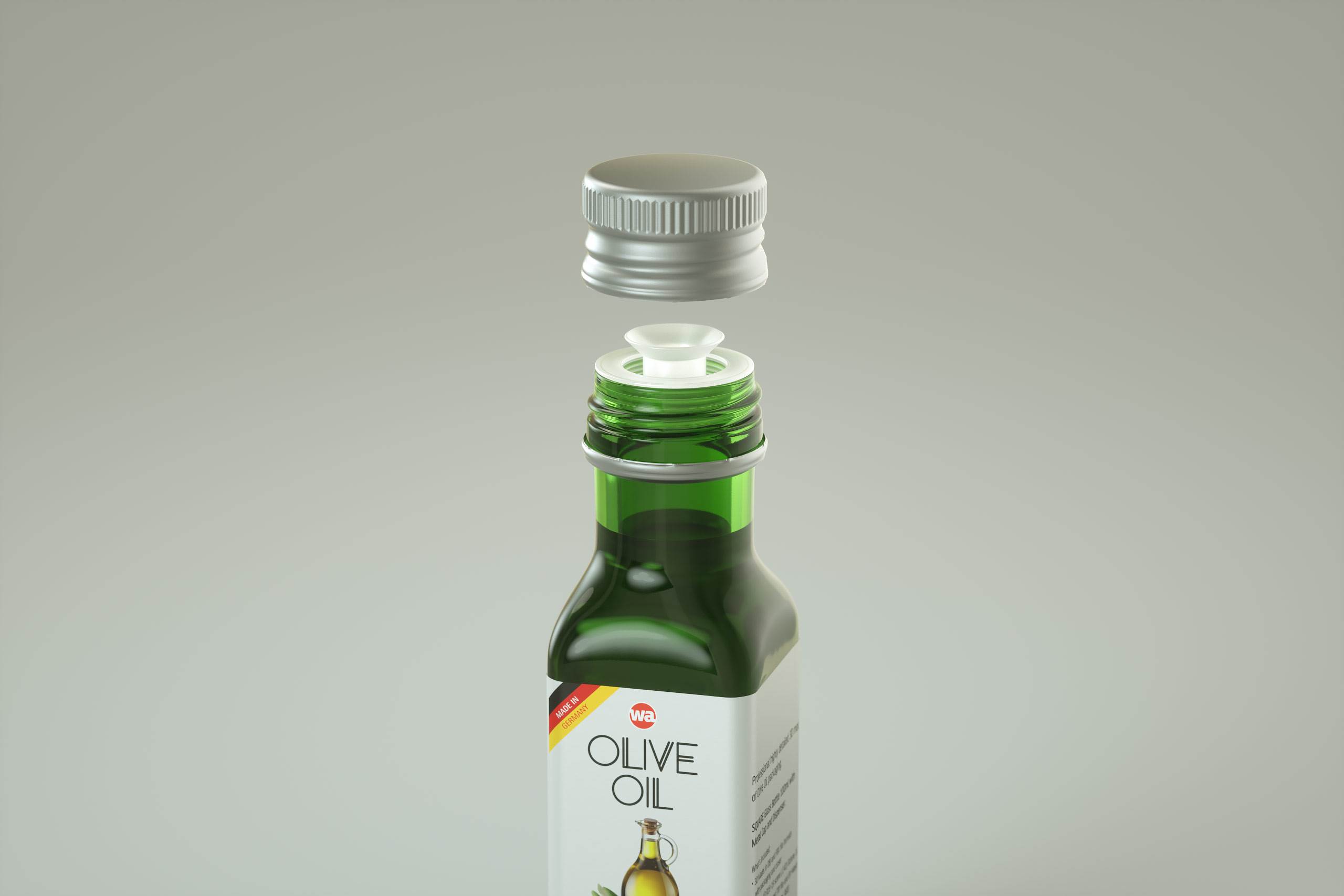 Square glass bottle 100ml for Olive oil 3D model pack