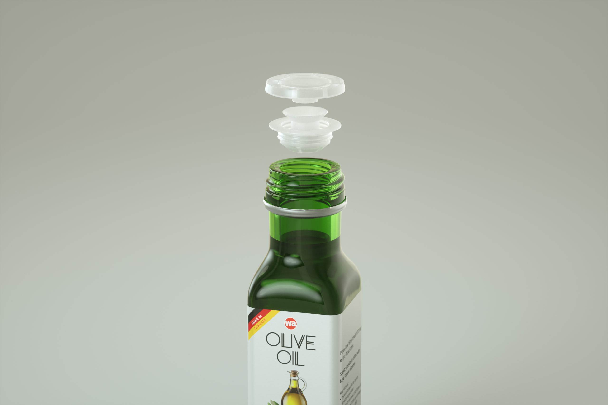 Square glass bottle 100ml for Olive oil 3D model pack