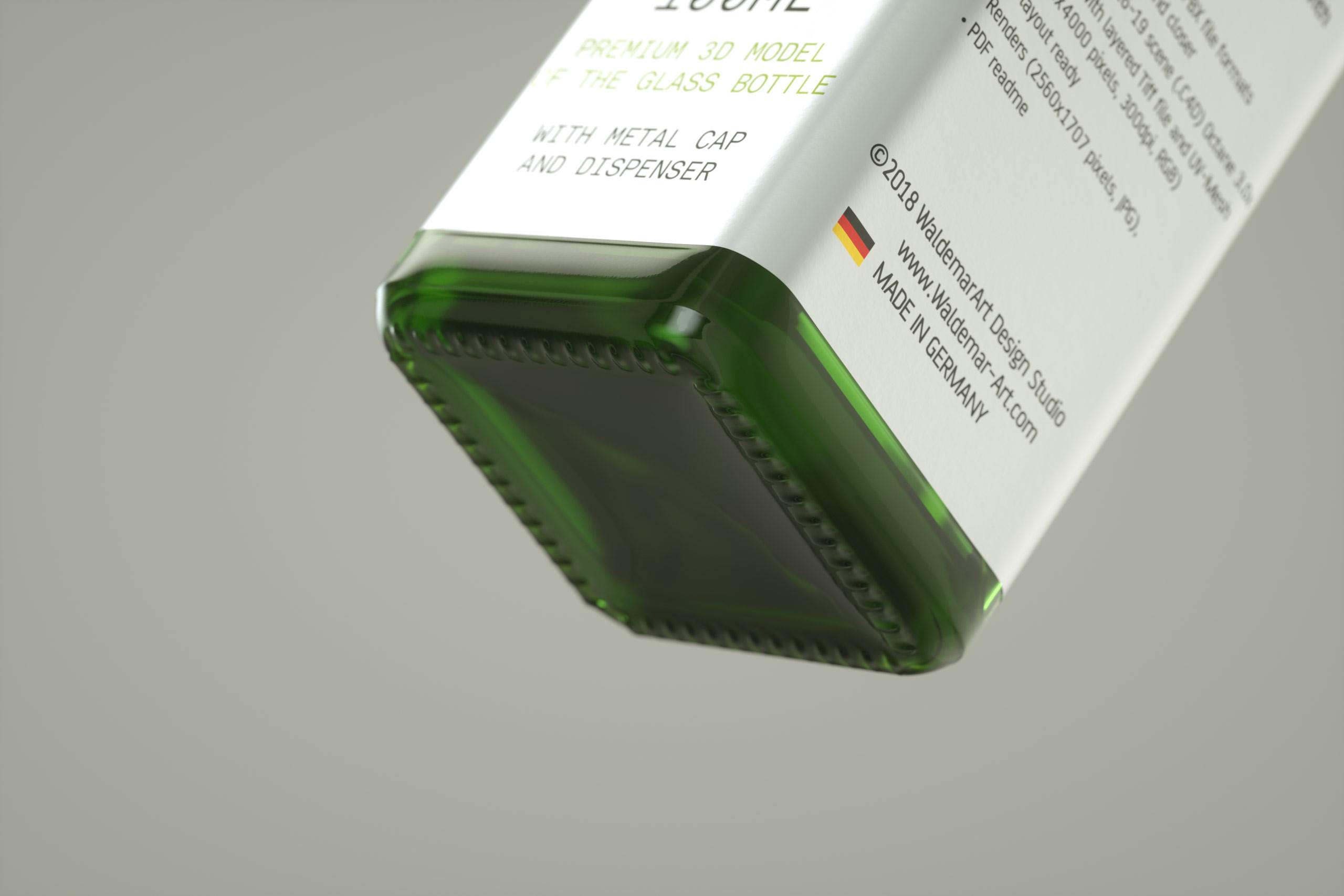 Square glass bottle 100ml for Olive oil 3D model pack