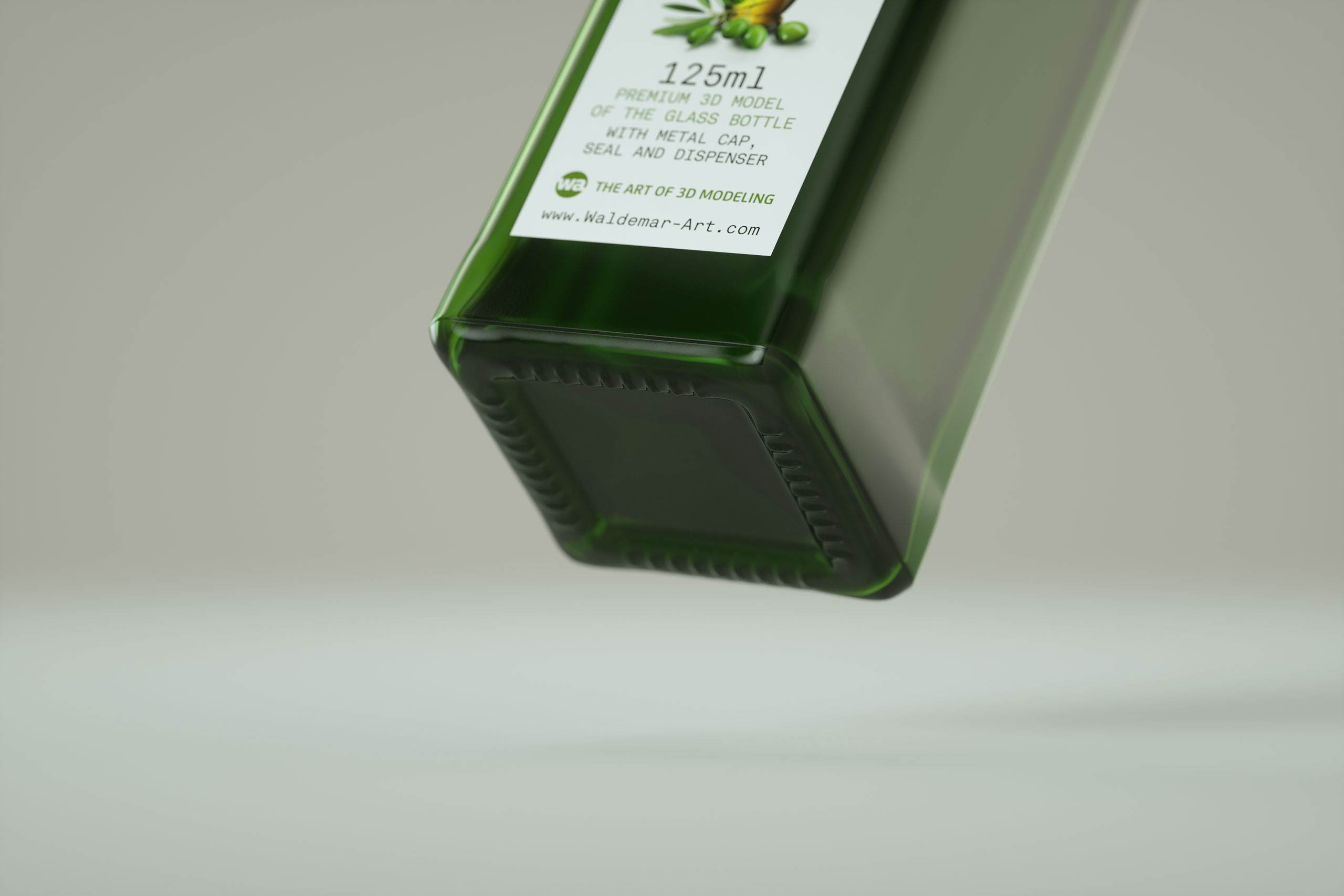 Olive oil square glass bottle 150ml Premium 3D model pack