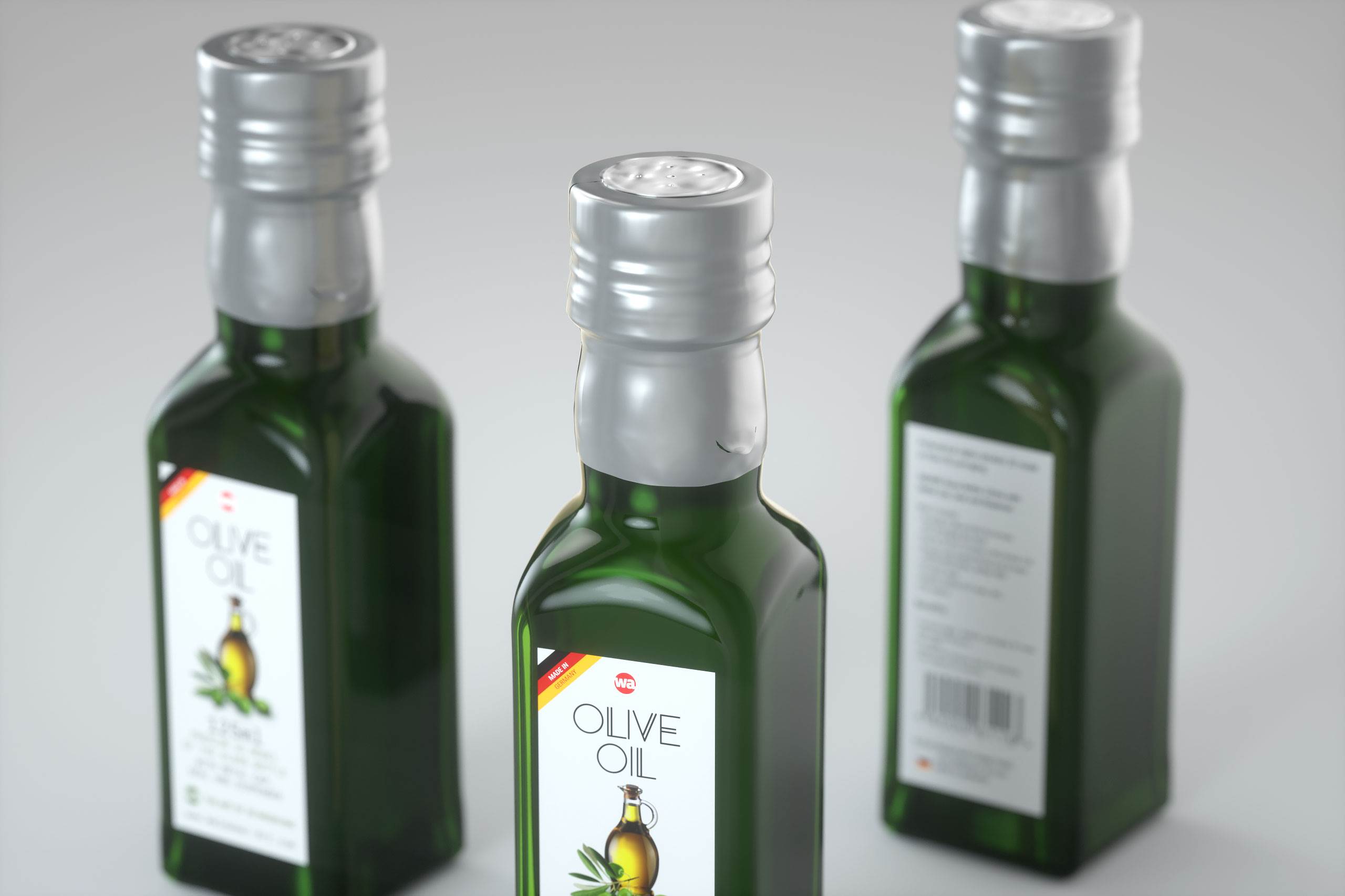 Olive oil square glass bottle 150ml Premium 3D model pack